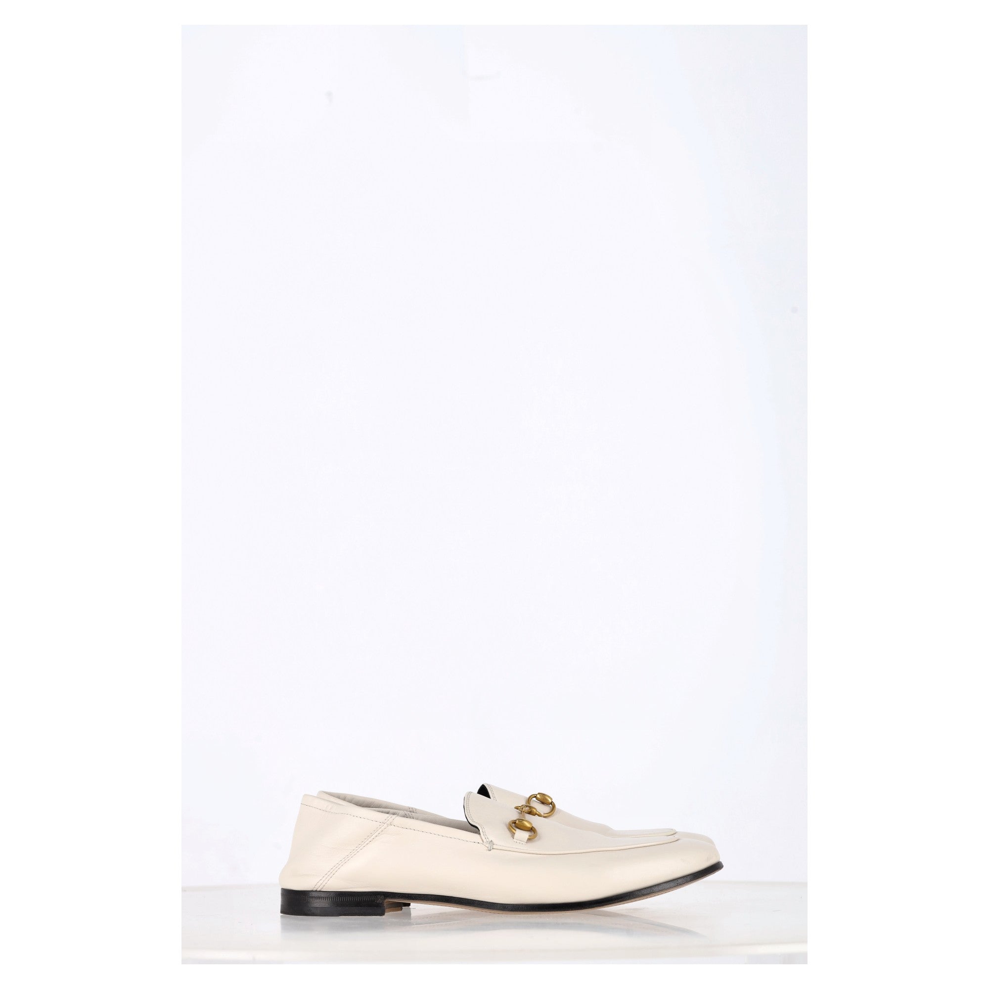 Women's Gucci Brixton Horsebit Loafers in White Lambskin Leather