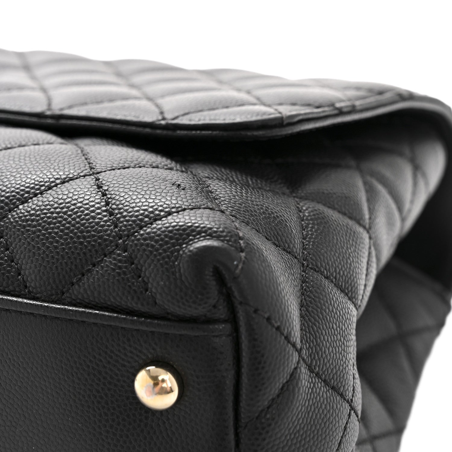 Caviar Quilted Small Coco Handle Flap Black