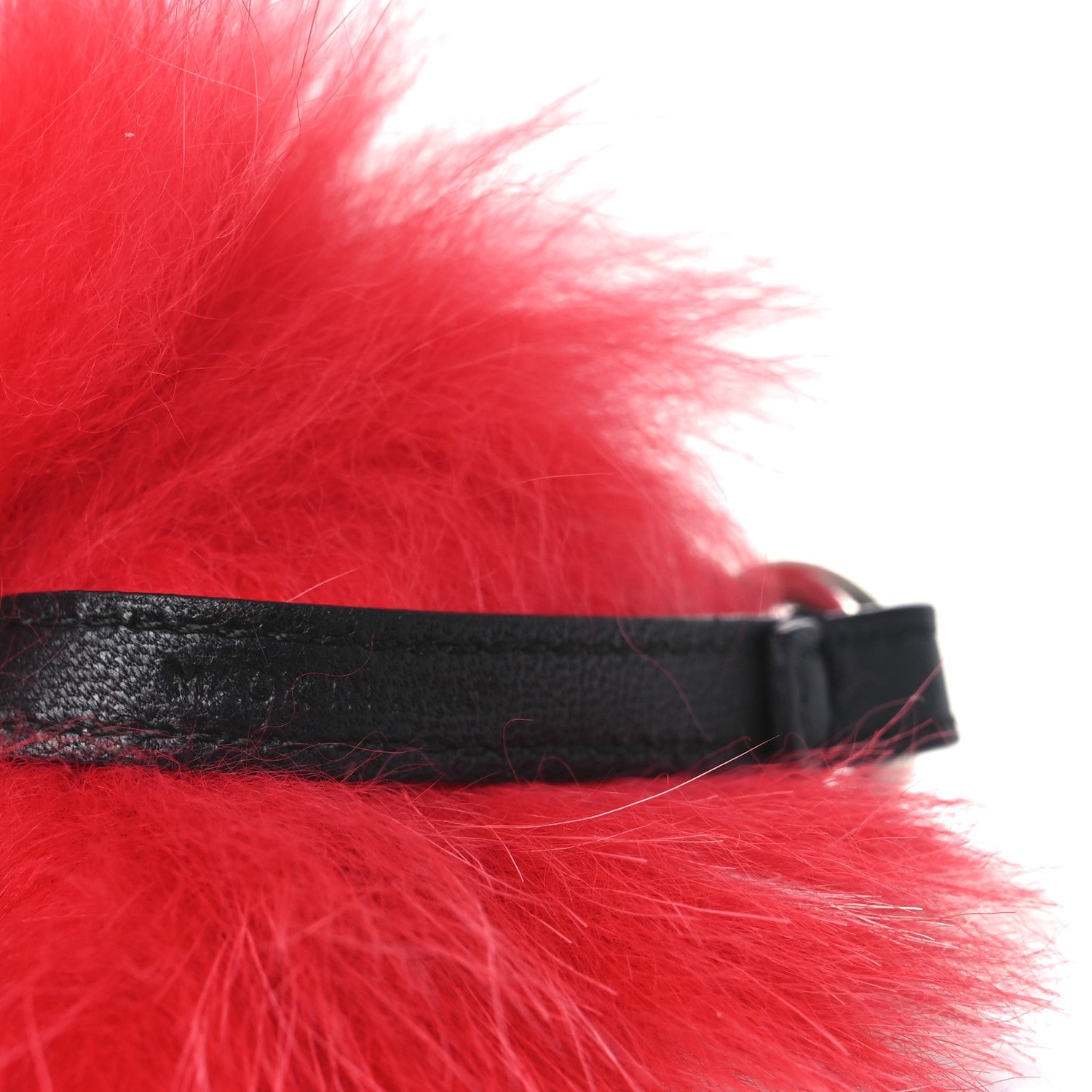 Fox Fur Shiny Nappa Rainbow Pom Pom Bag Charm Rosso Multicolor Black