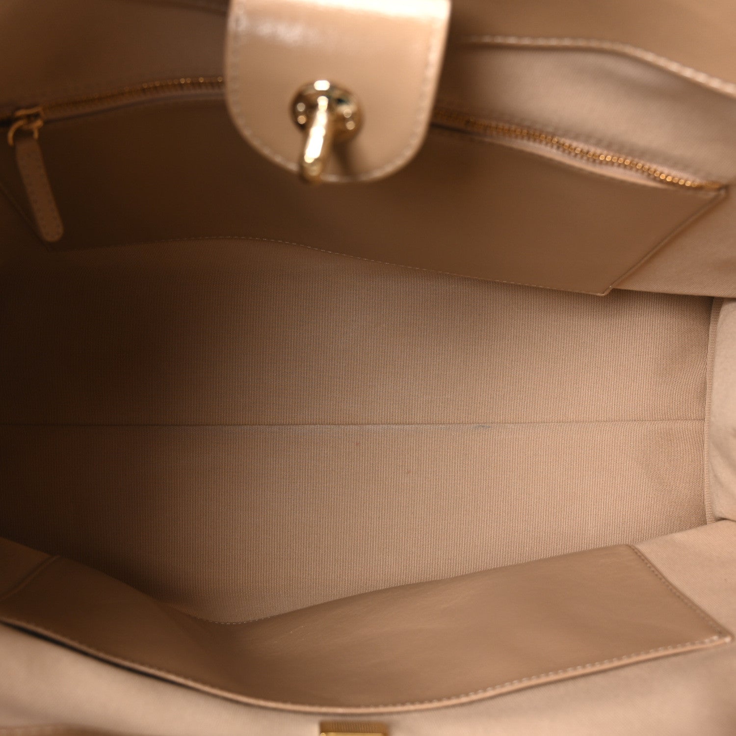 Shiny Crumpled Calfskin Quilted Large 31 Shopping Bag Beige