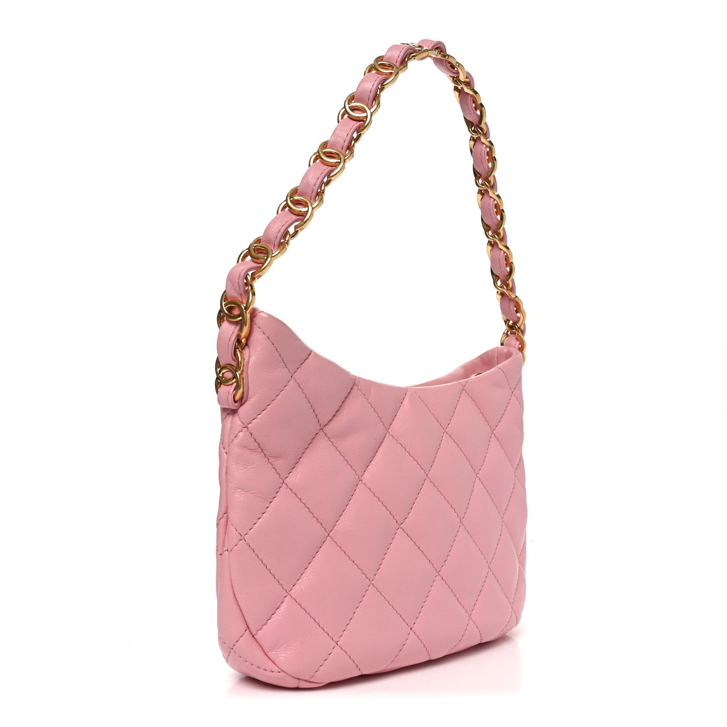 Lambskin Quilted CC Links Hobo Light Pink