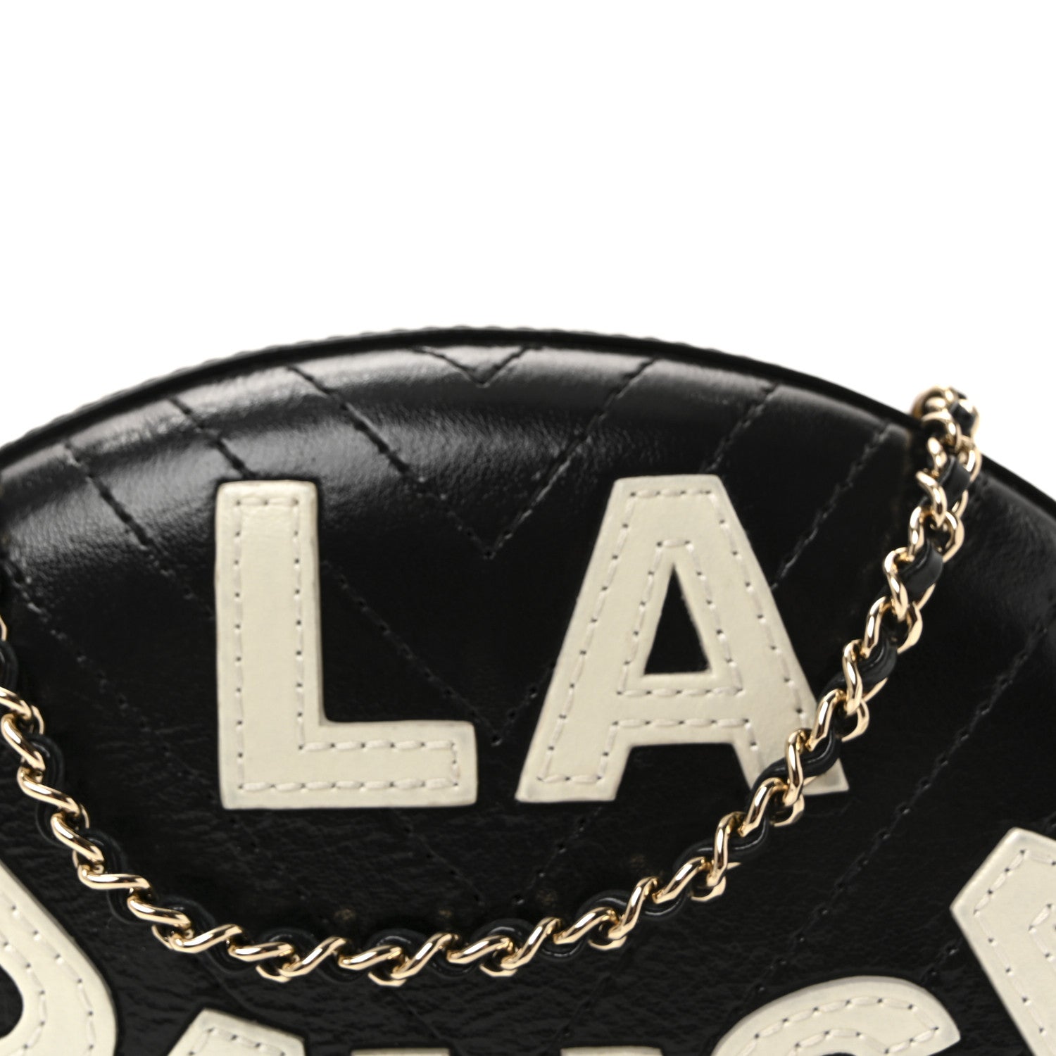 Lambskin Embroidered Chevron Quilted La Pausa Tassel Clutch Black