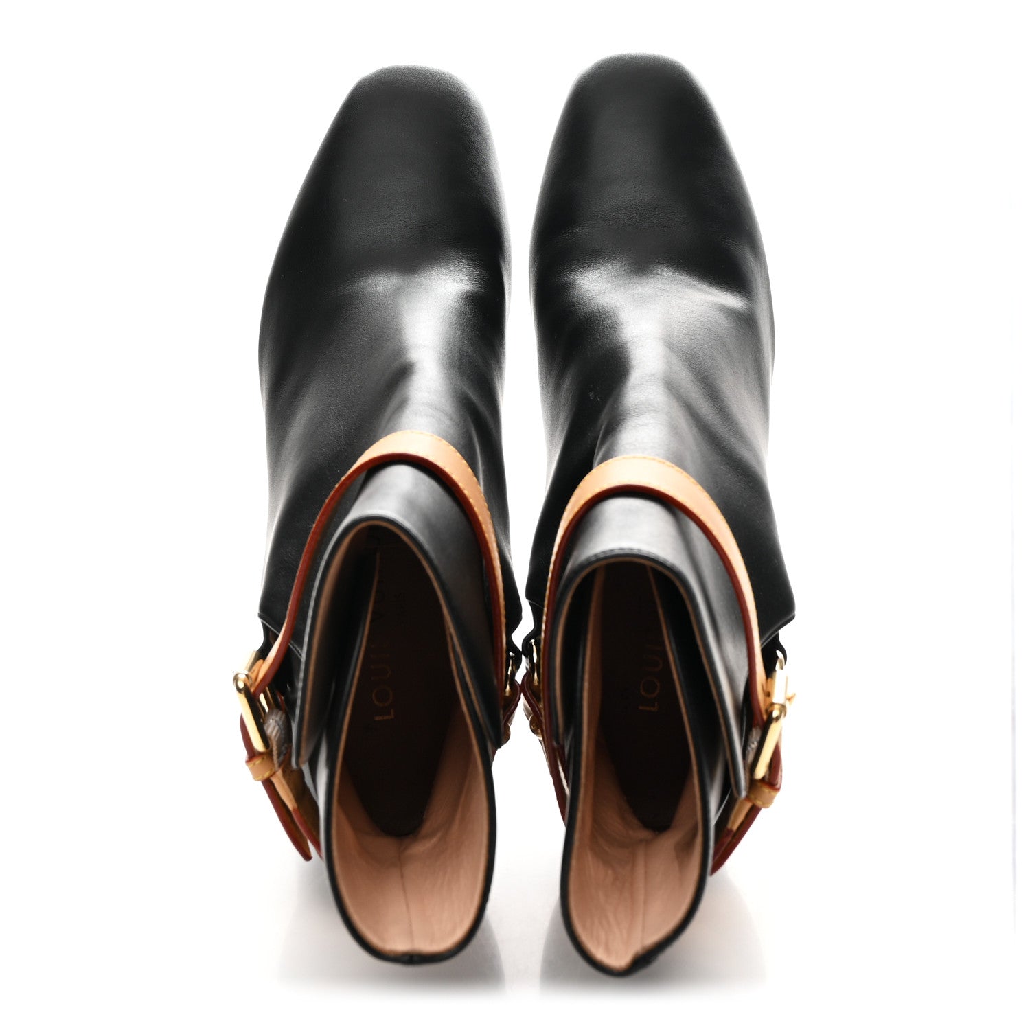 Calfskin Belted Ankle Boots 41 Black