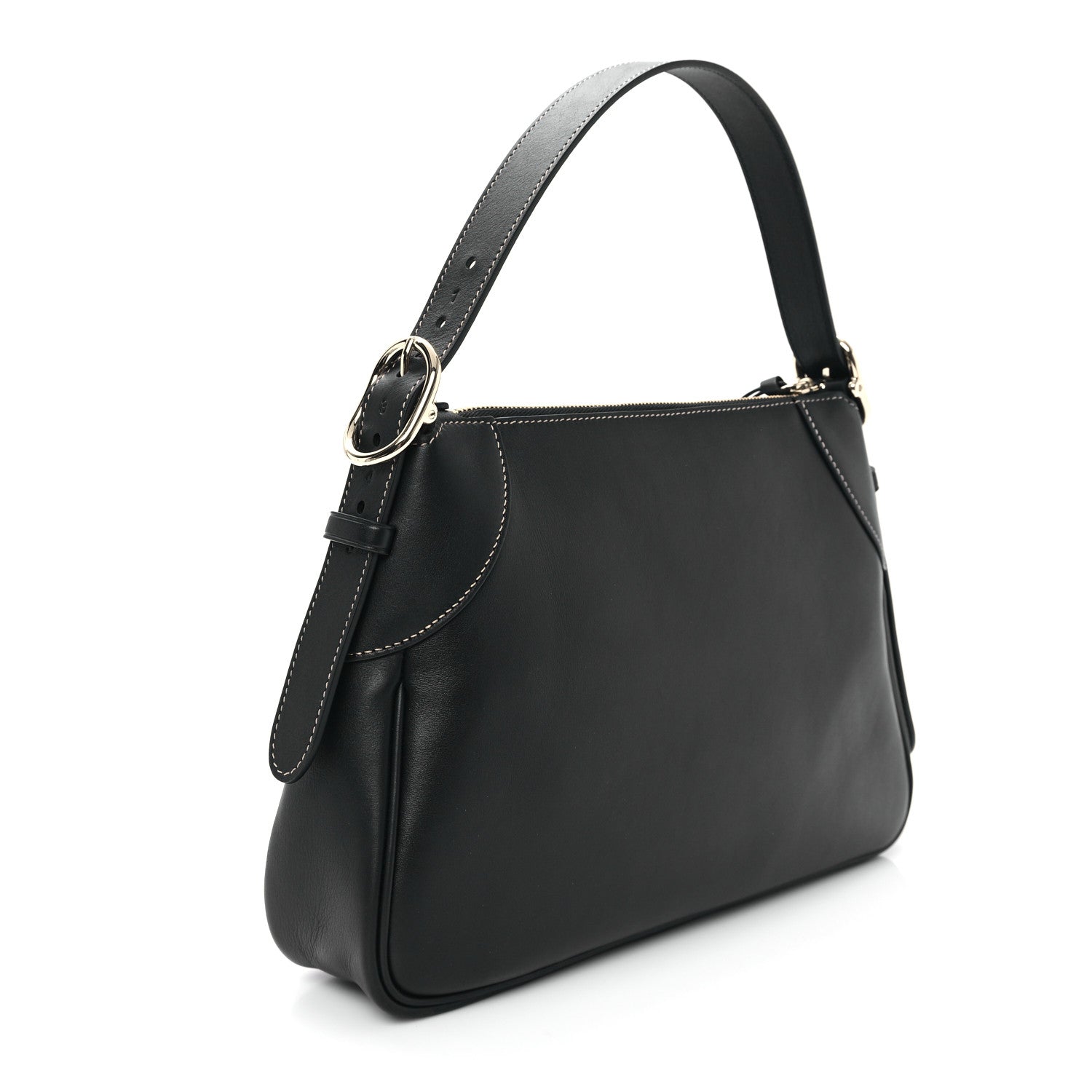 Calfskin Medium Emblem Shoulder Bag Black