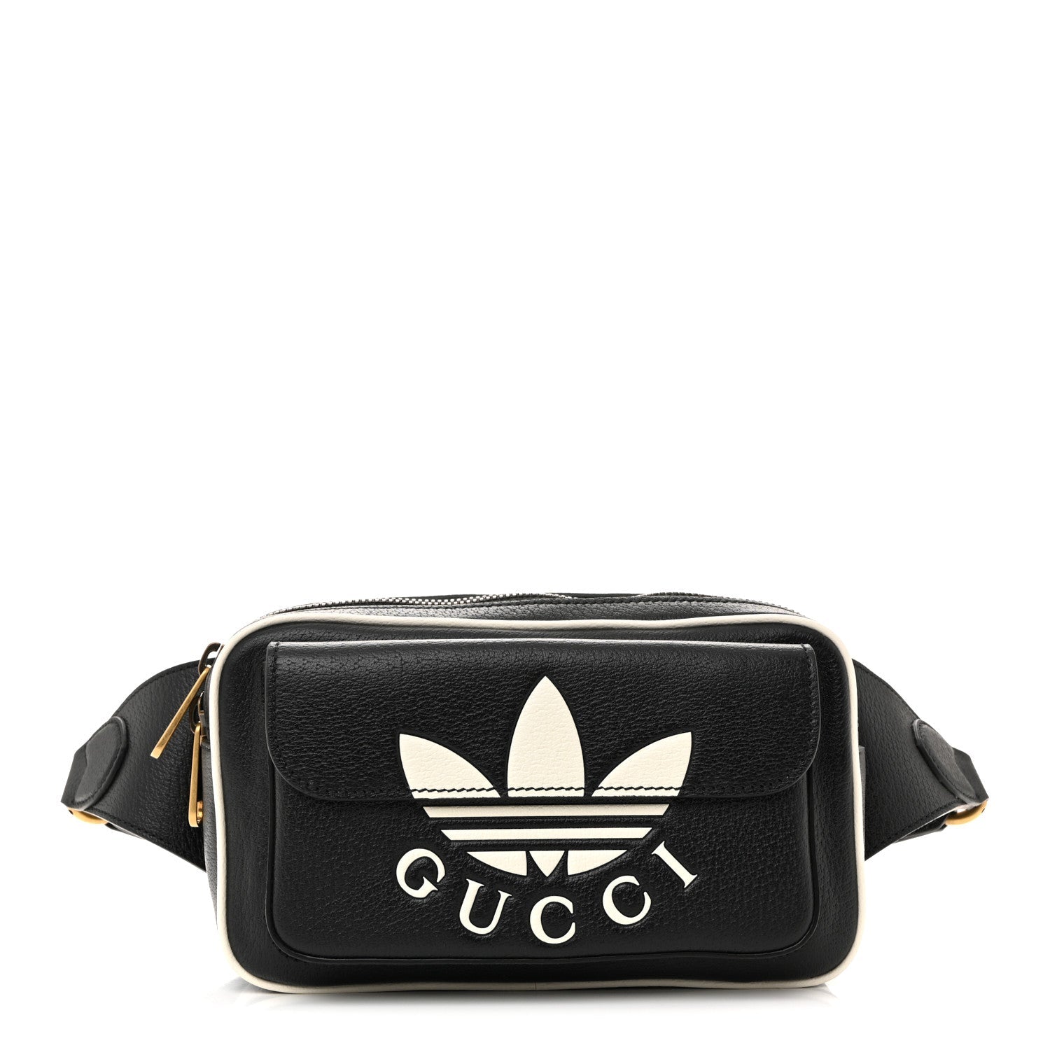 X ADIDAS Textured Dollar Calfskin Belt Bag Black