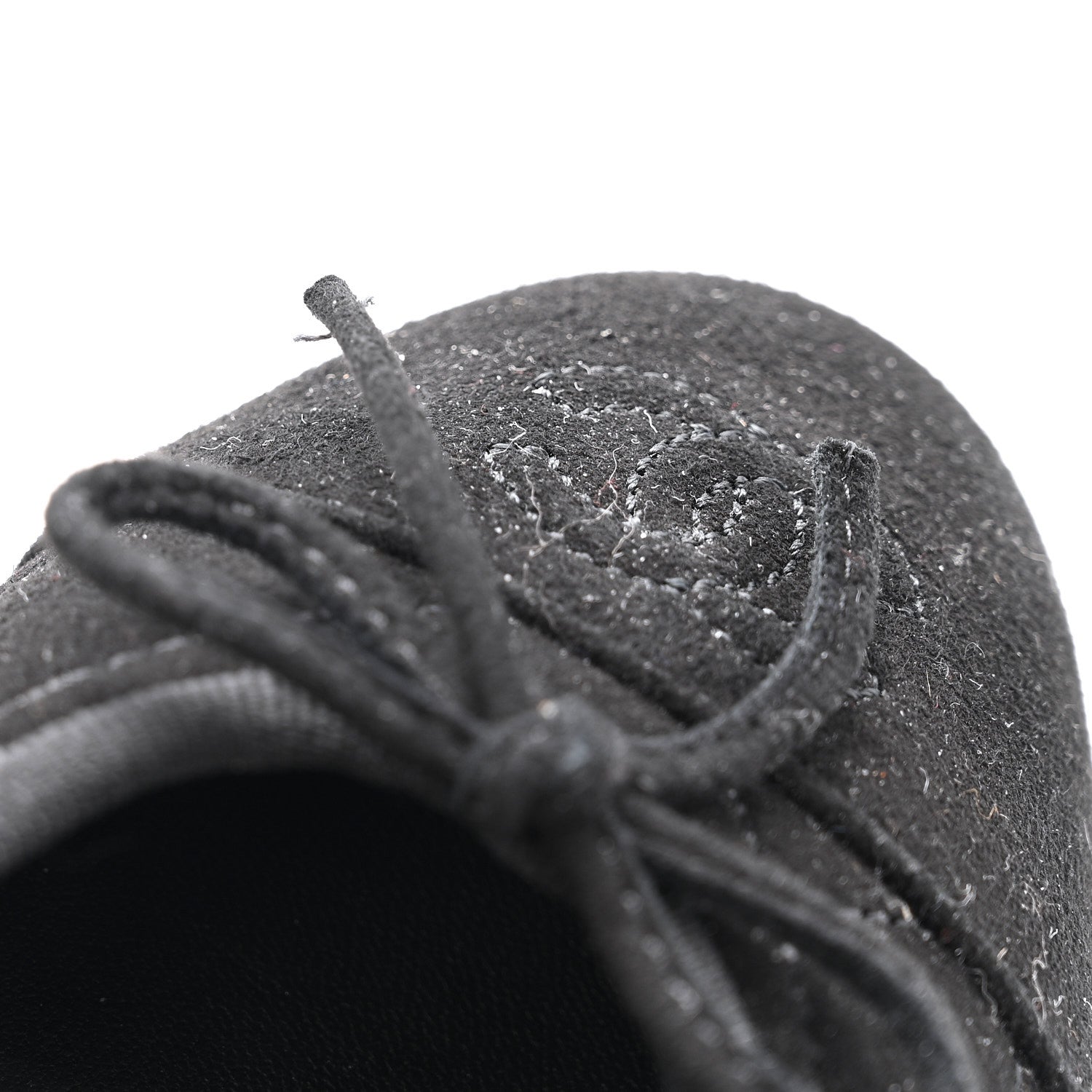 Suede Quilted Cap Toe CC Ballerina Flats 39.5 Black