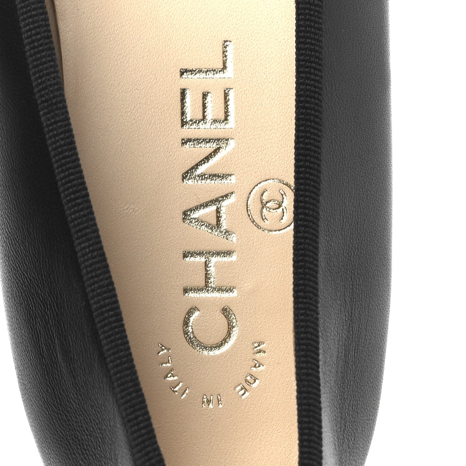 Lambskin Patent Cap Toe Ballerina Flats 38 Black