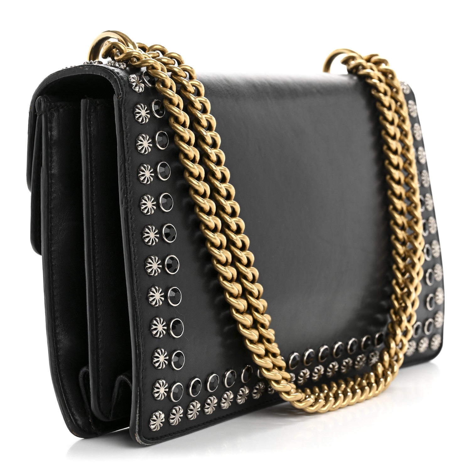 Calfskin Studded Small Dionysus Shoulder Bag Black