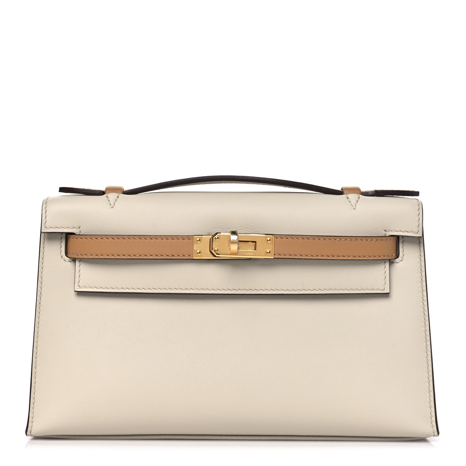 Swift Horseshoe Kelly Pochette Clutch Nata Biscuit