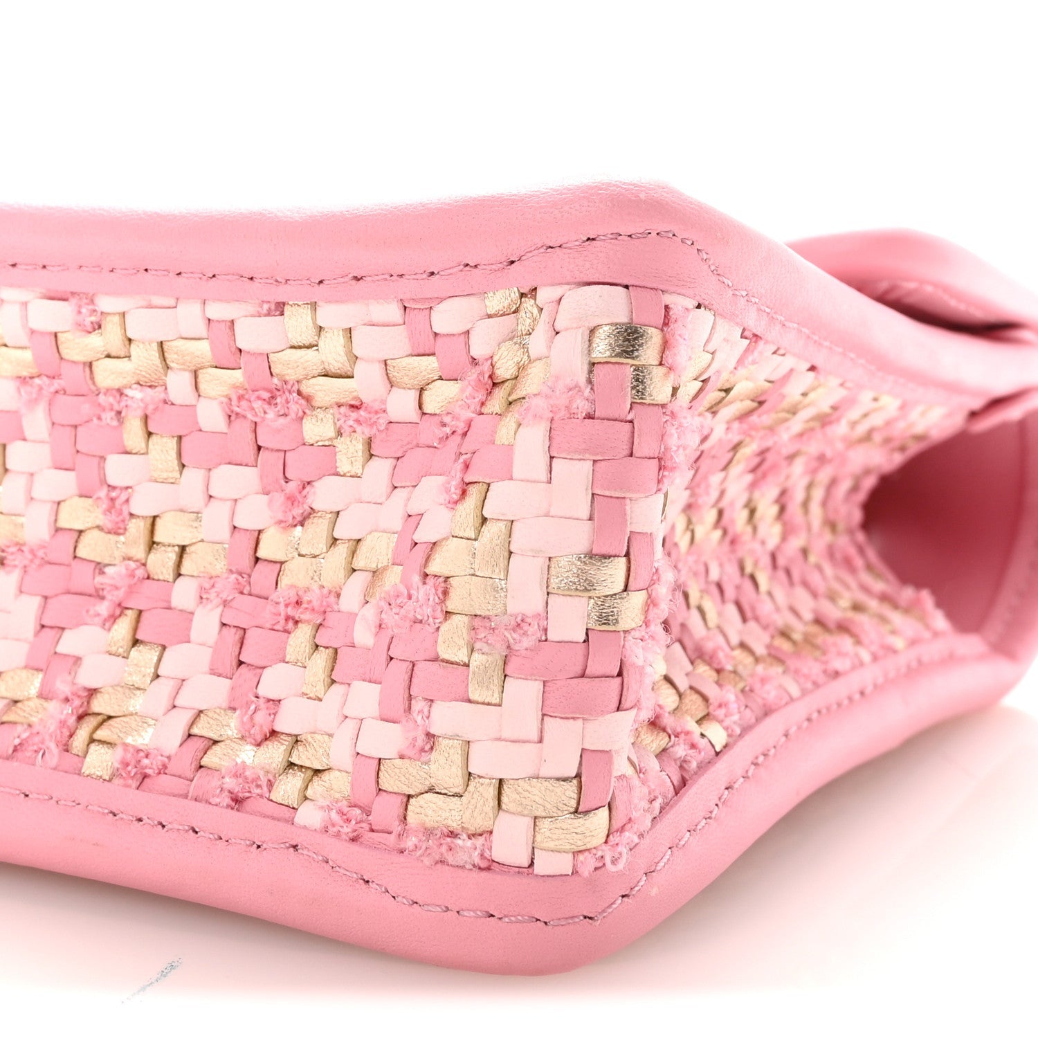 Metallic Lambskin Viscose Woven Flap Pink Gold