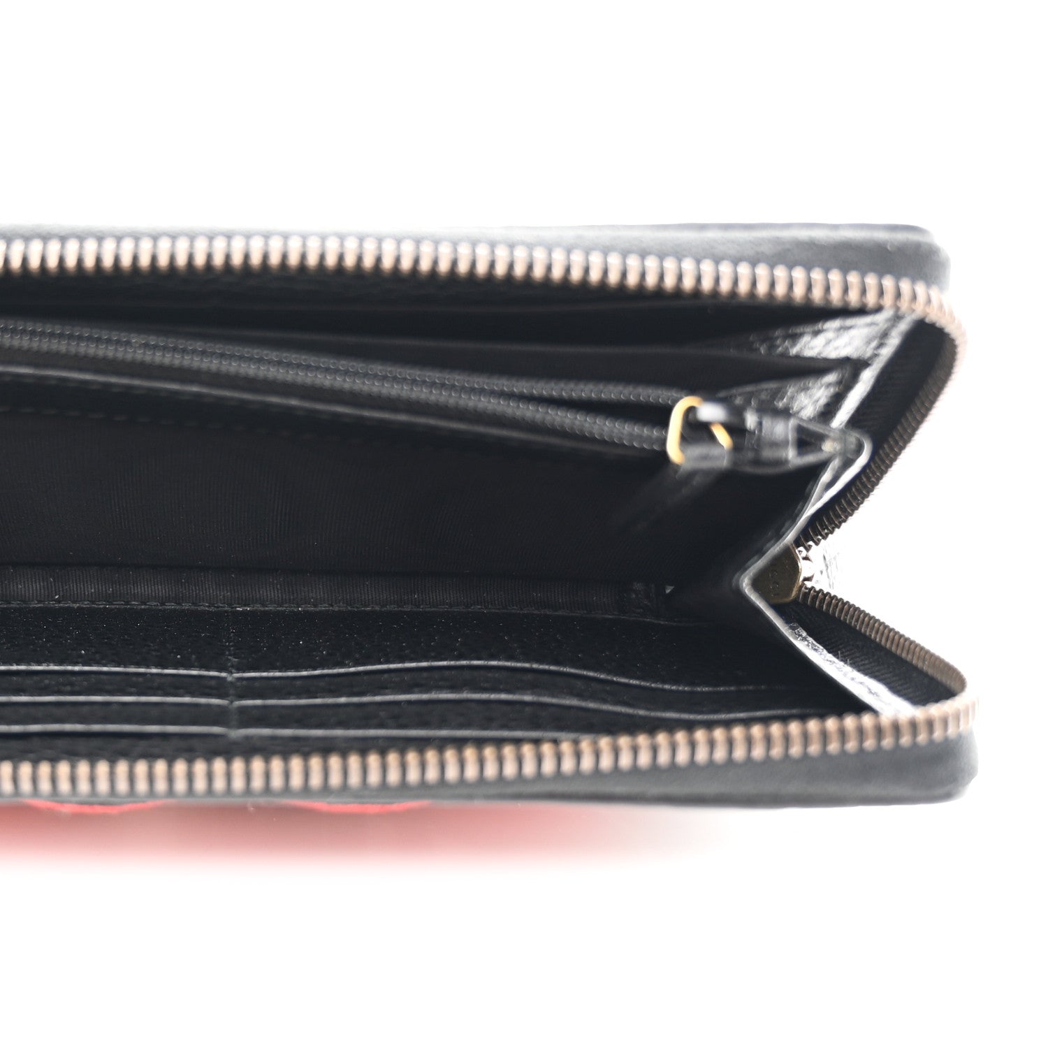 Pebbled Calfskin Blind For Love Zip Around Wallet Black