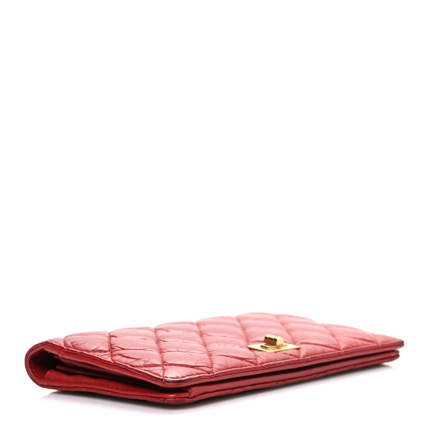 Aged Calfskin Quilted Reissue 2.55 Yen Wallet Red
