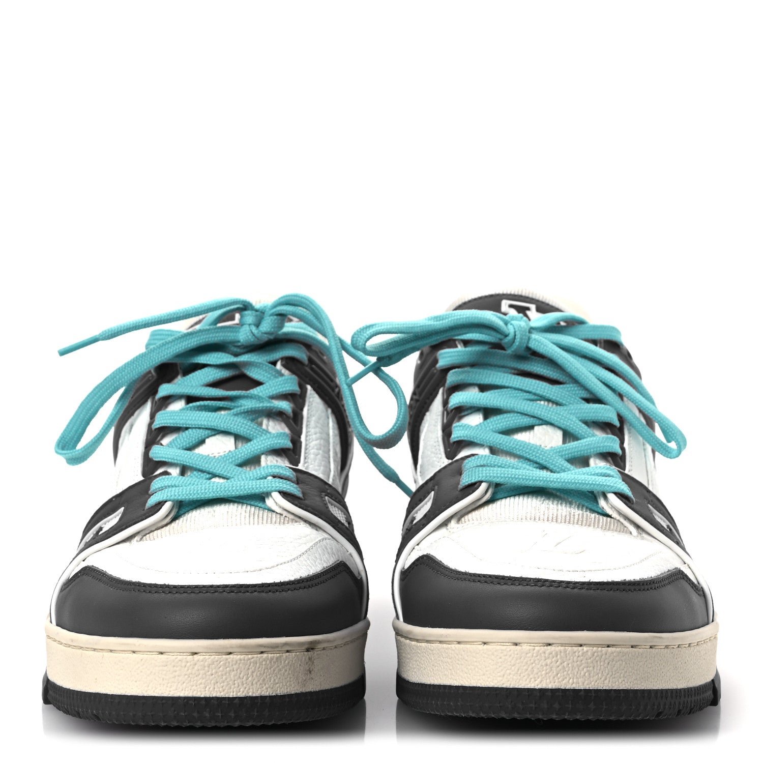 Calfskin Embossed Monogram Mens LV Trainer Sneakers 8.5 Blue