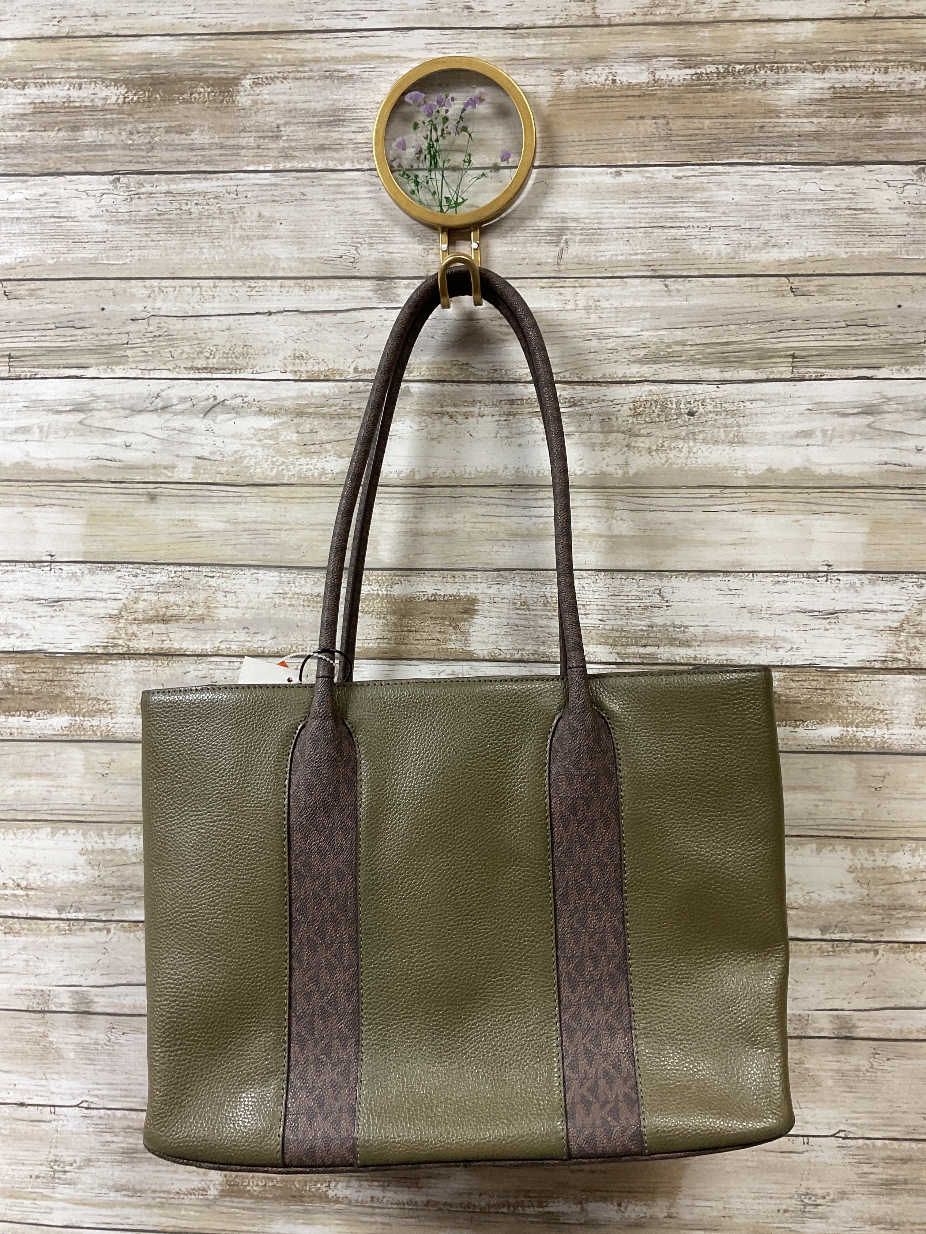 Handbag Designer By Michael Kors In Brown & Green, Size:Large