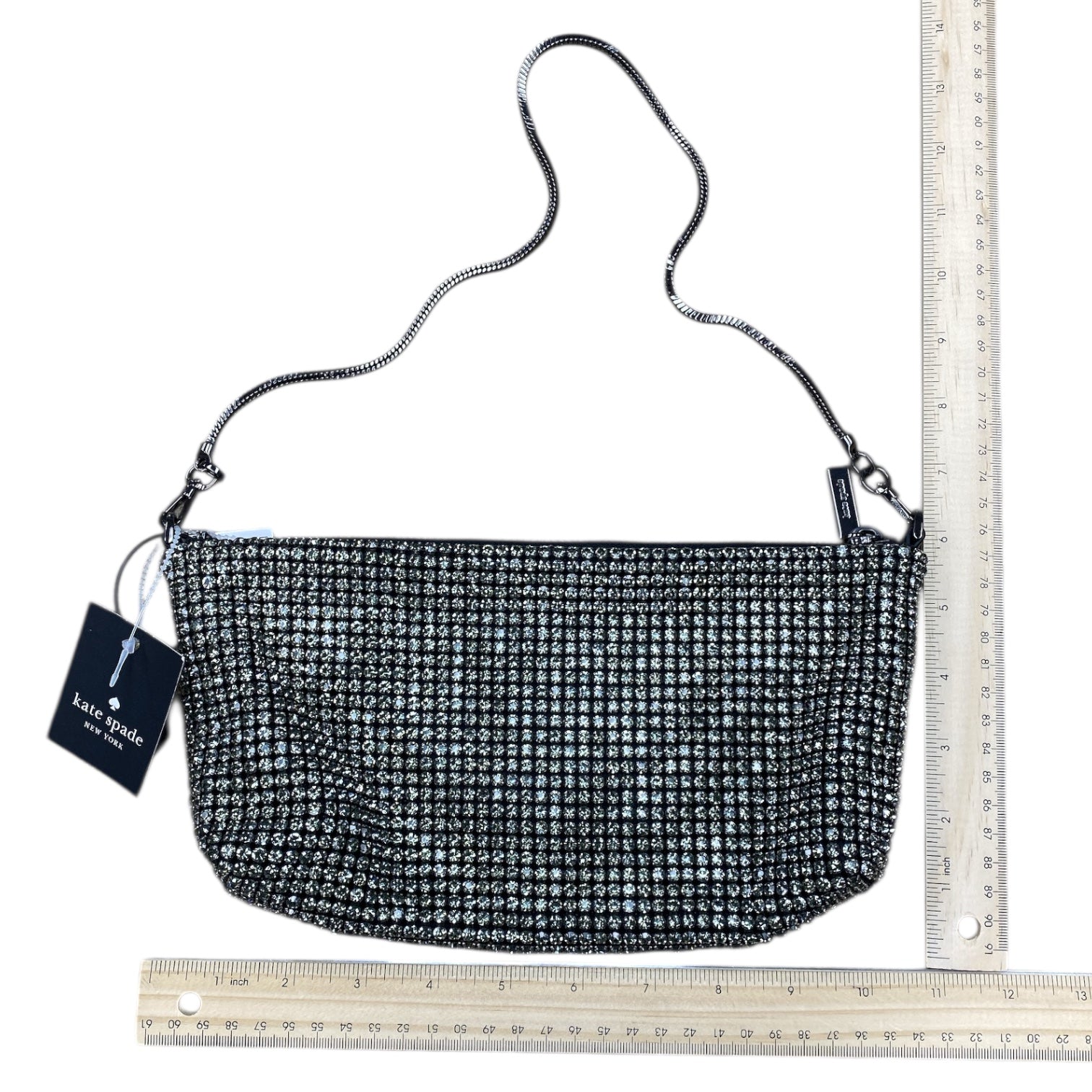 Handbag Designer By Kate Spade In Black & Silver, Size:Small