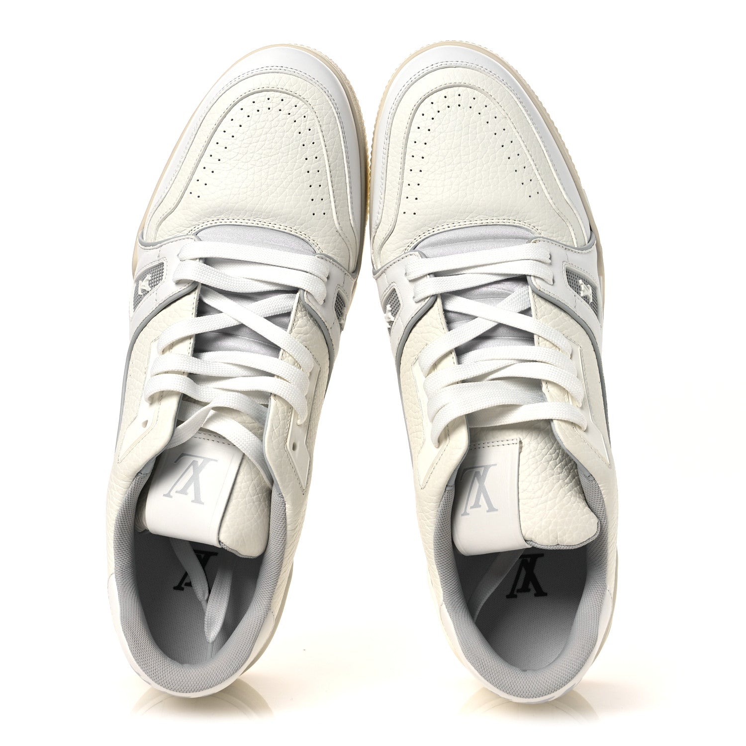 Calfskin Mens LV Trainer Sneakers 10 White