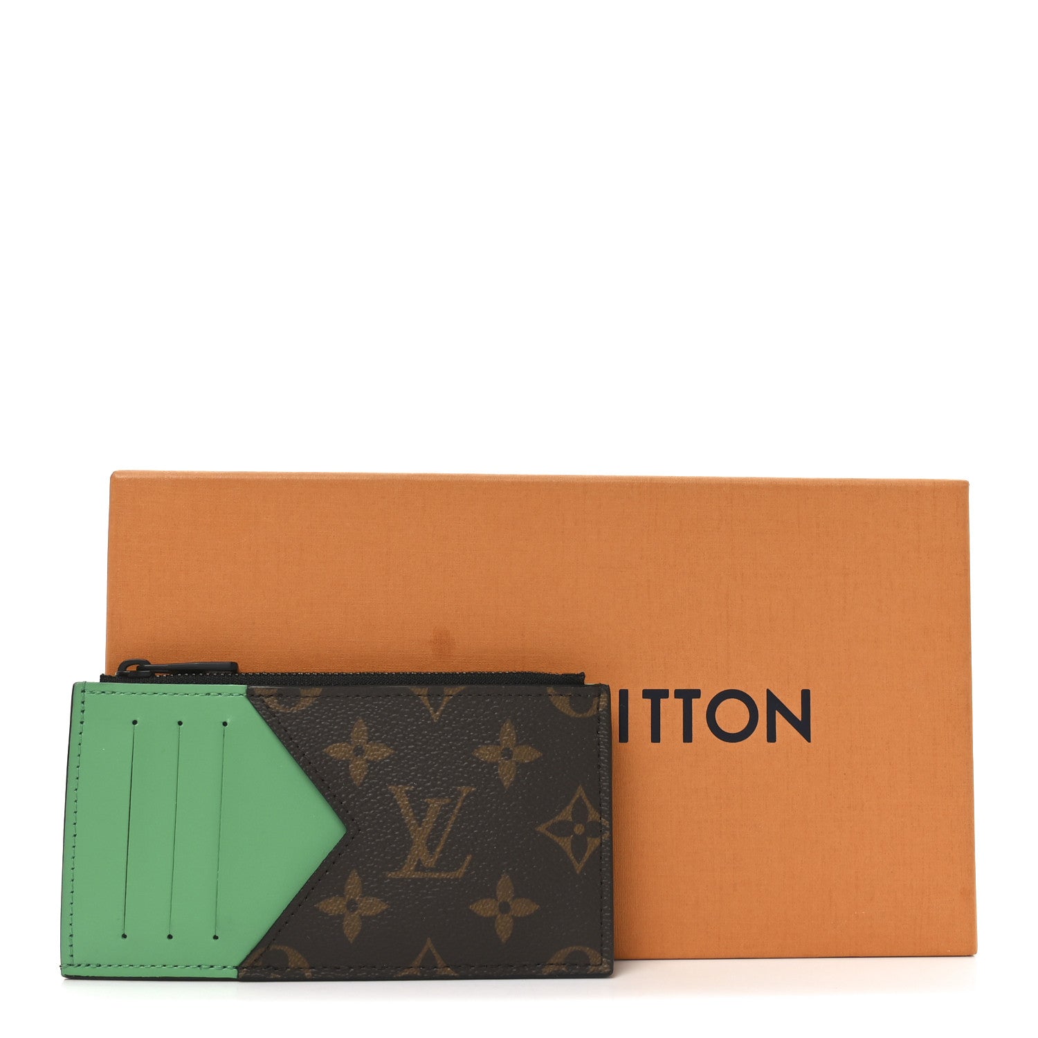 Monogram Calfskin Coin Card Holder Minty Green