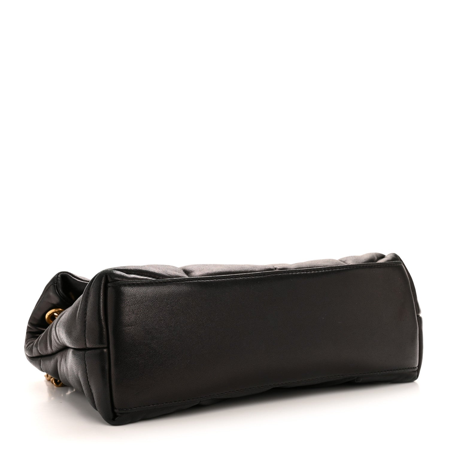 Lambskin Quilted Small Loulou Puffer Monogram Chain Satchel Black
