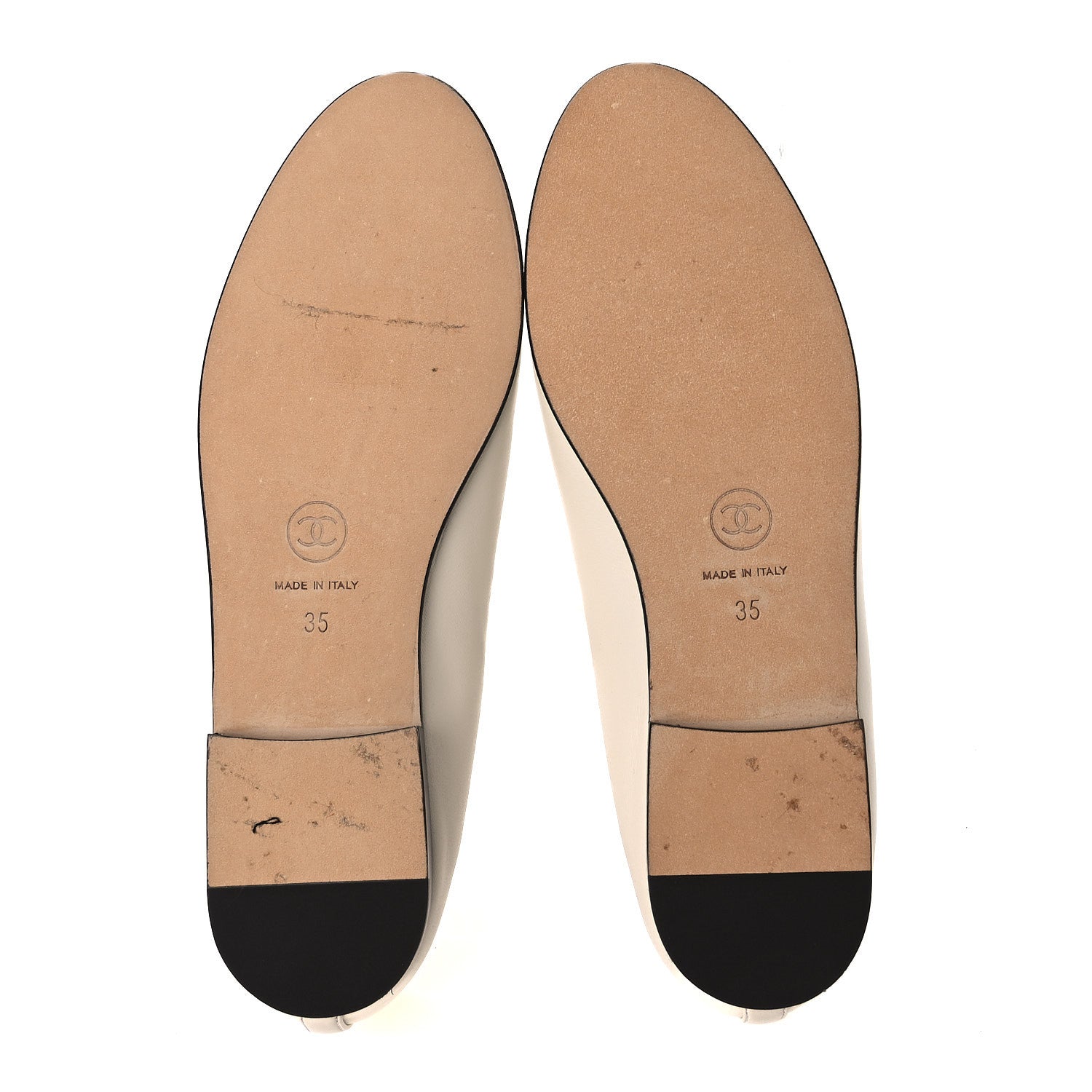 Lambskin Cap Toe CC Ballerina Flats 35 White Black