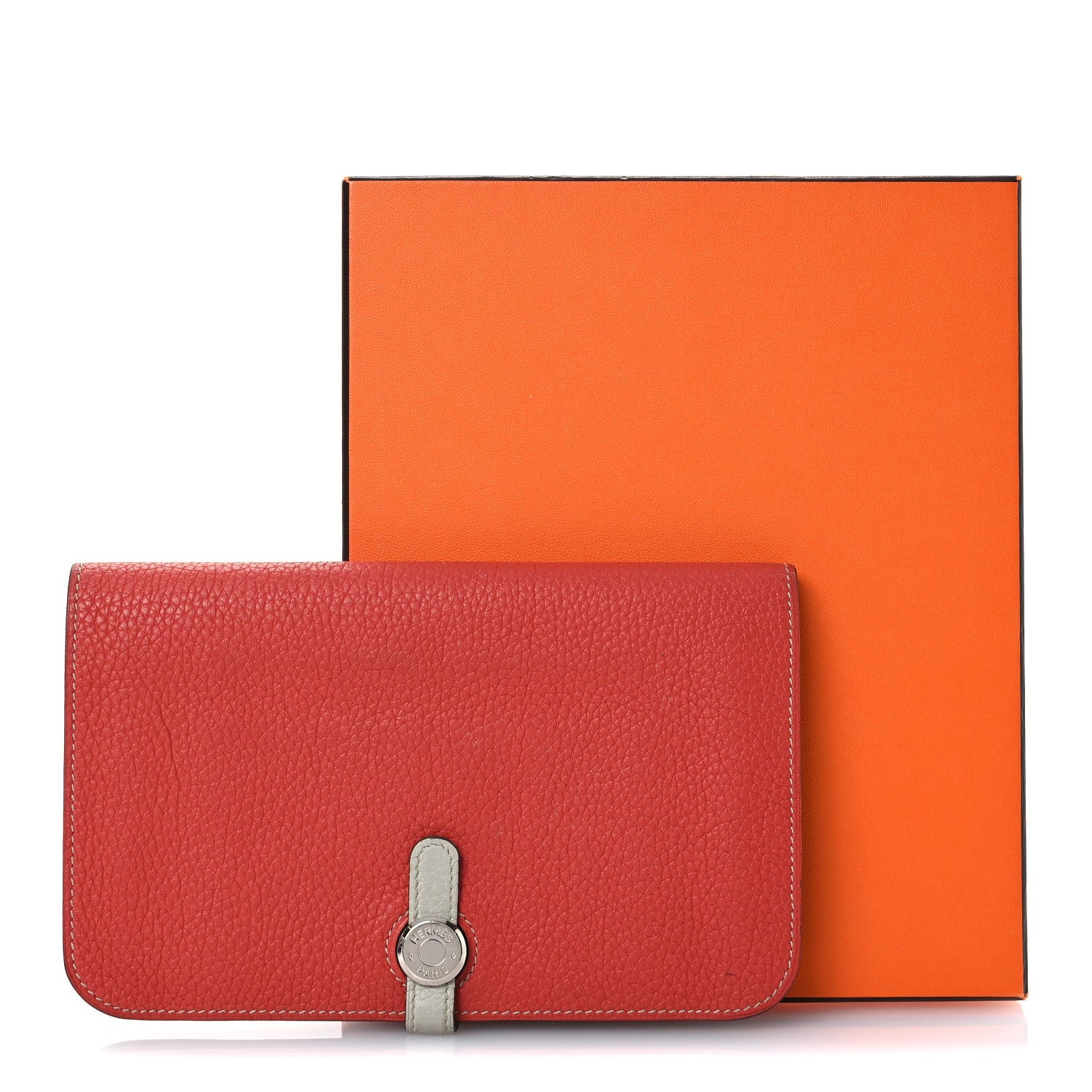 Togo Dogon Duo Wallet Rouge Garance Gris Mouette