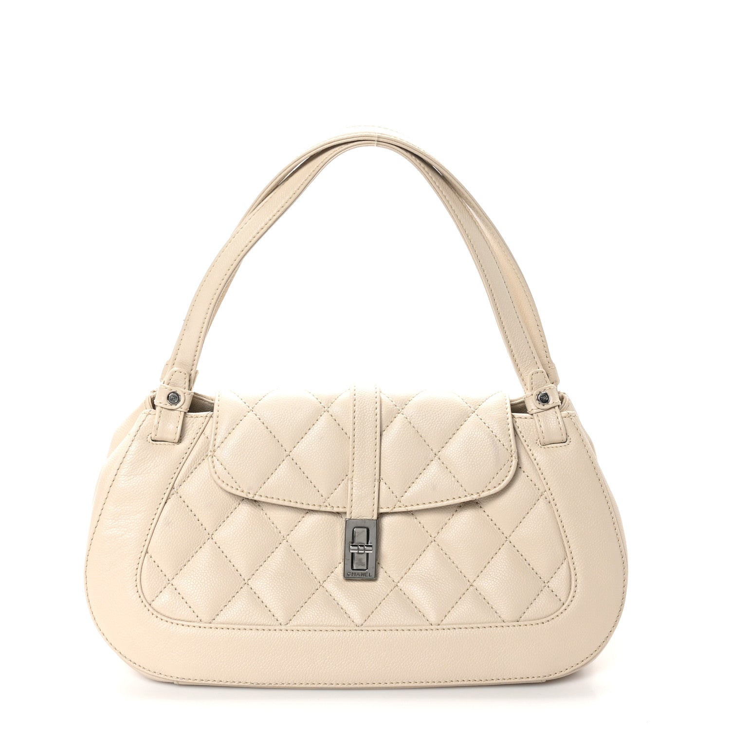 Caviar Quilted Mademoiselle Flap Bag Light Beige