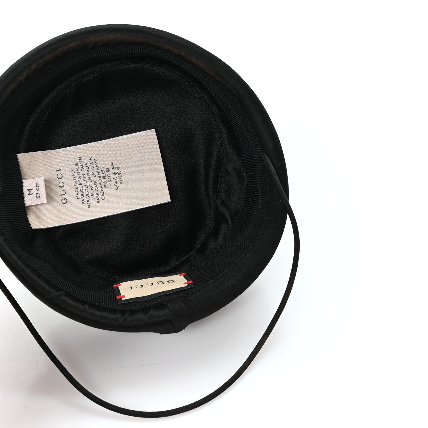 Satin Pillbox Hat M 57 Black
