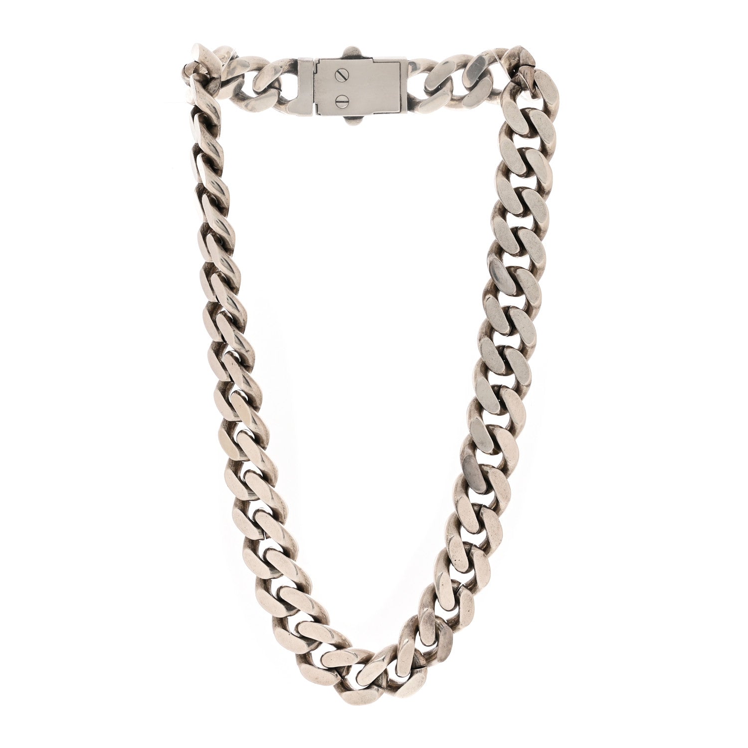 Metal Curb Chain Necklace Oxidized Silver