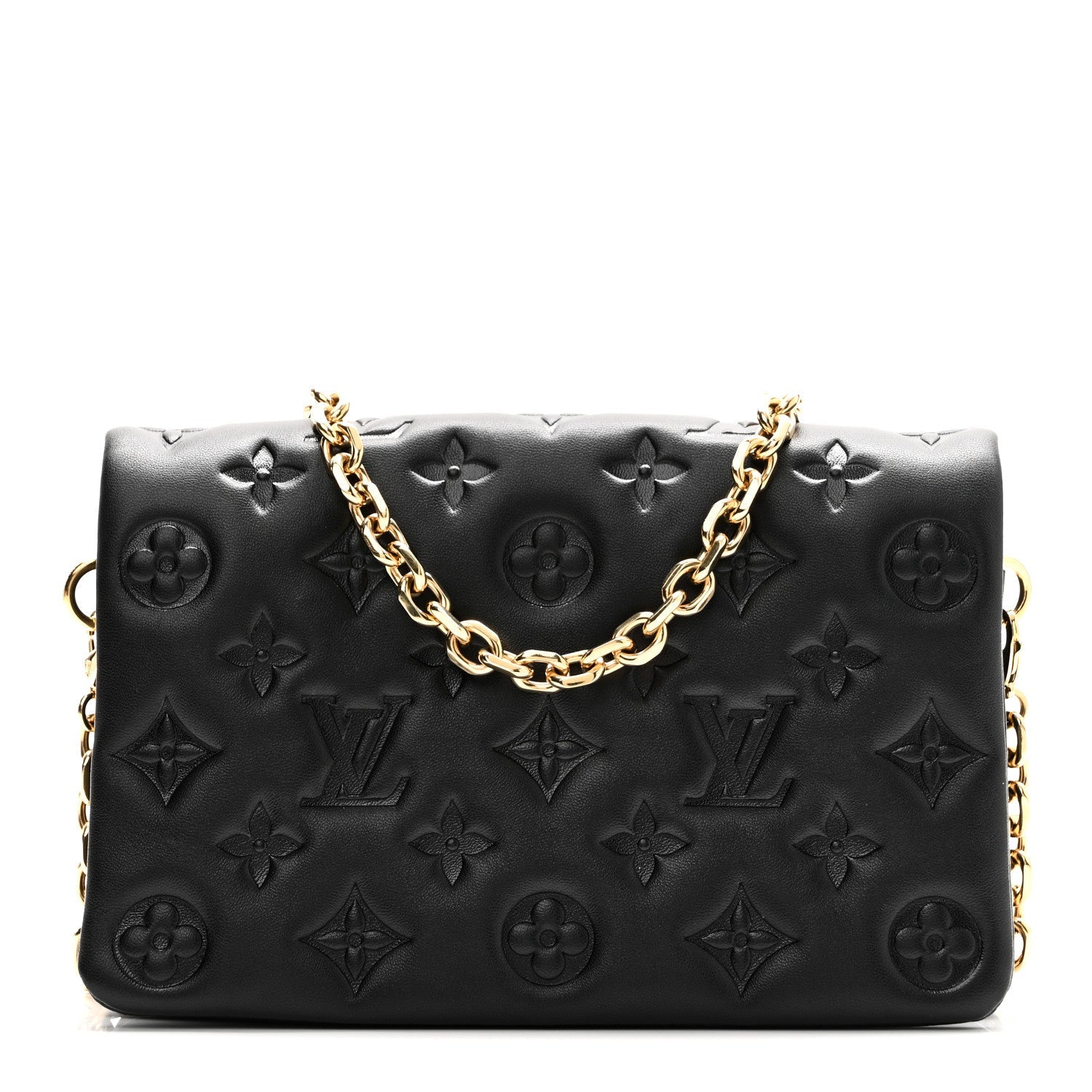 Lambskin Embossed Monogram Pochette Coussin Black
