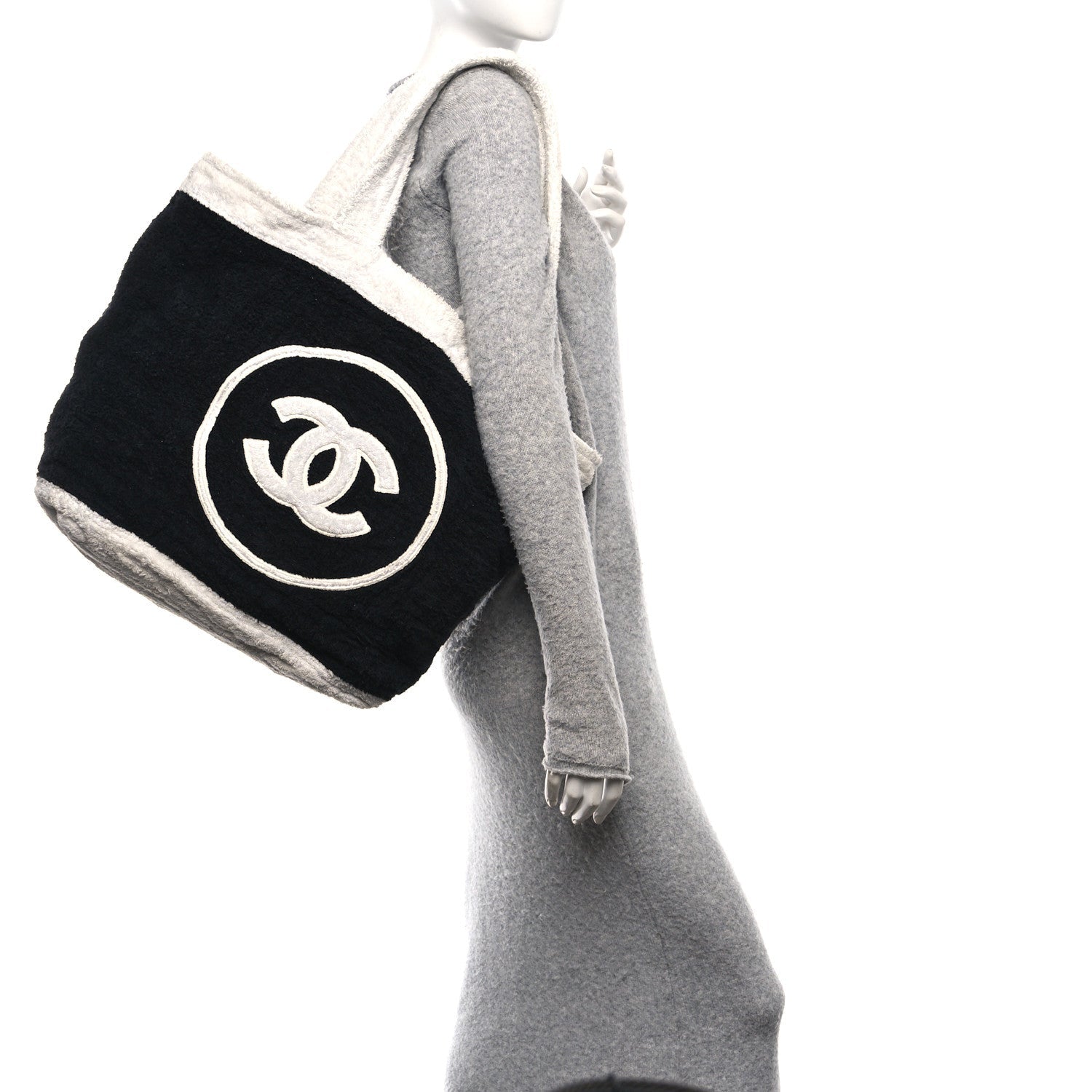 Terry Cotton CC Beach Tote Towel Set Black White