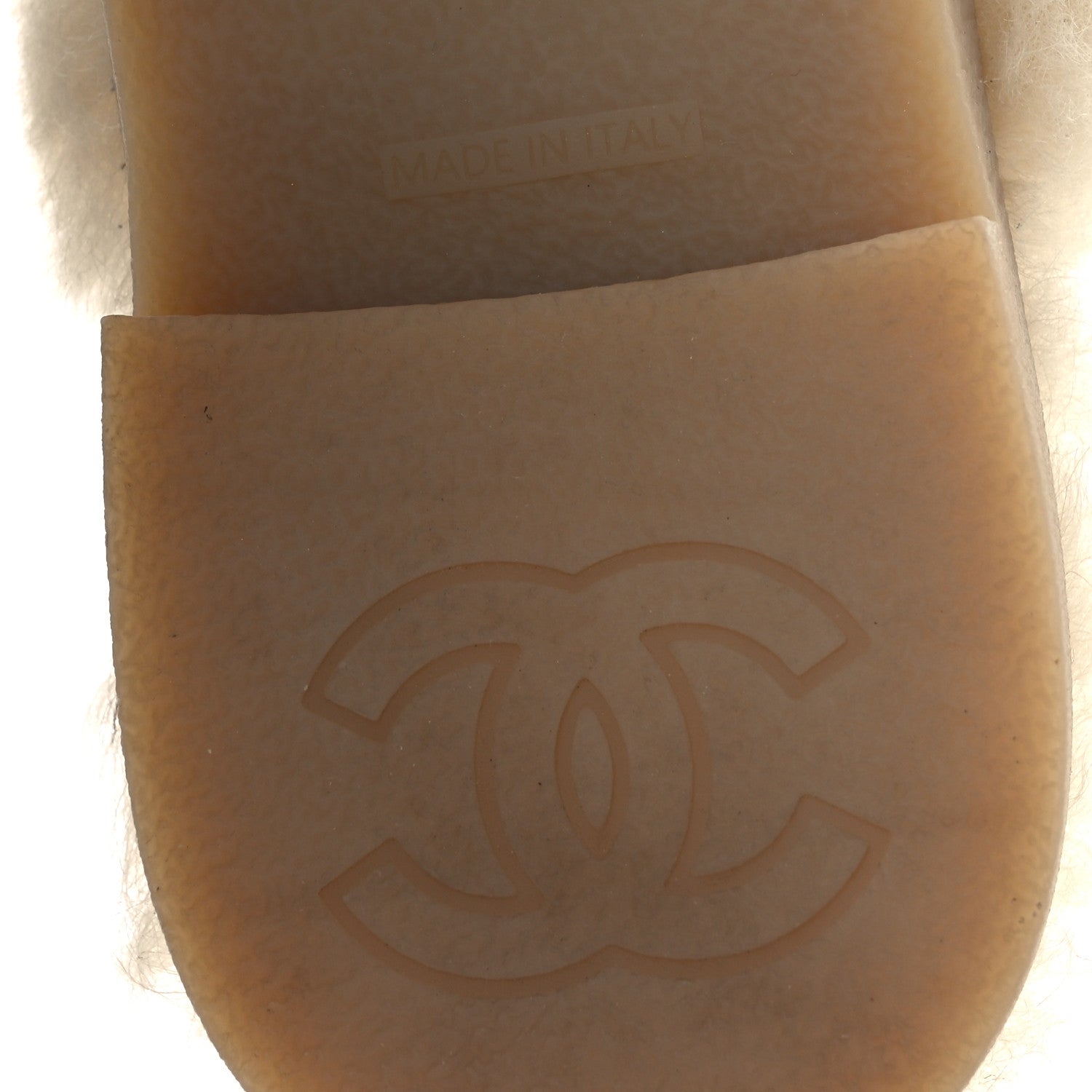 Suede Shearling CC Cap Toe Mules 38.5 Beige Black