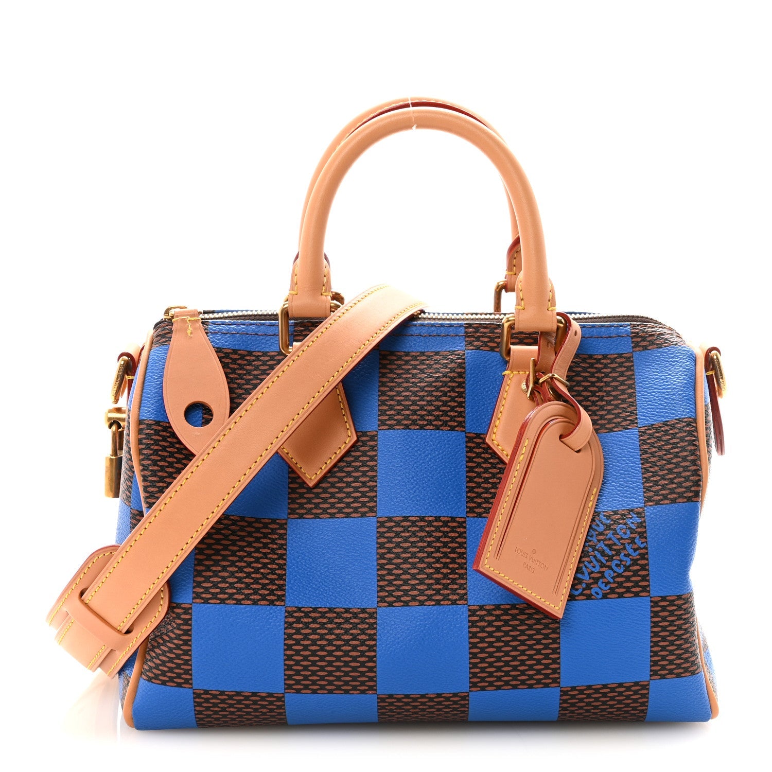 Damier Pop Speedy Bandouliere 25 Blue