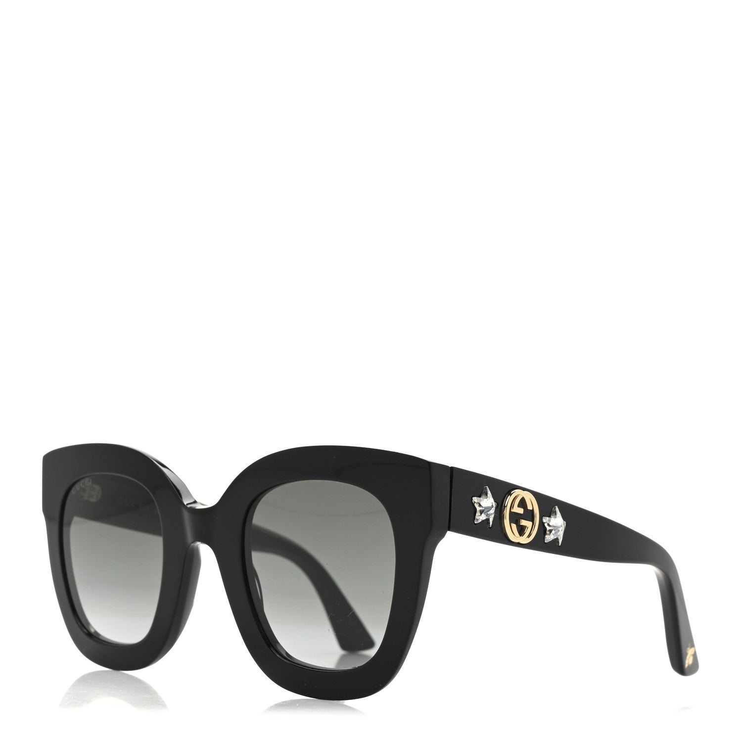 Acetate Crystal Star Round Frame Sunglasses GG0208S Black