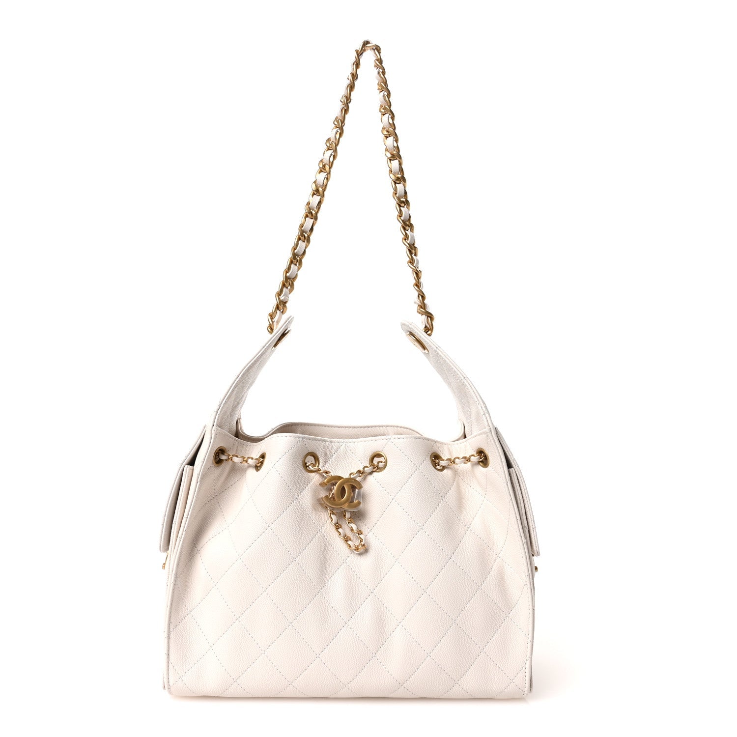 Caviar Quilted Small Chanel 25 Handbag White
