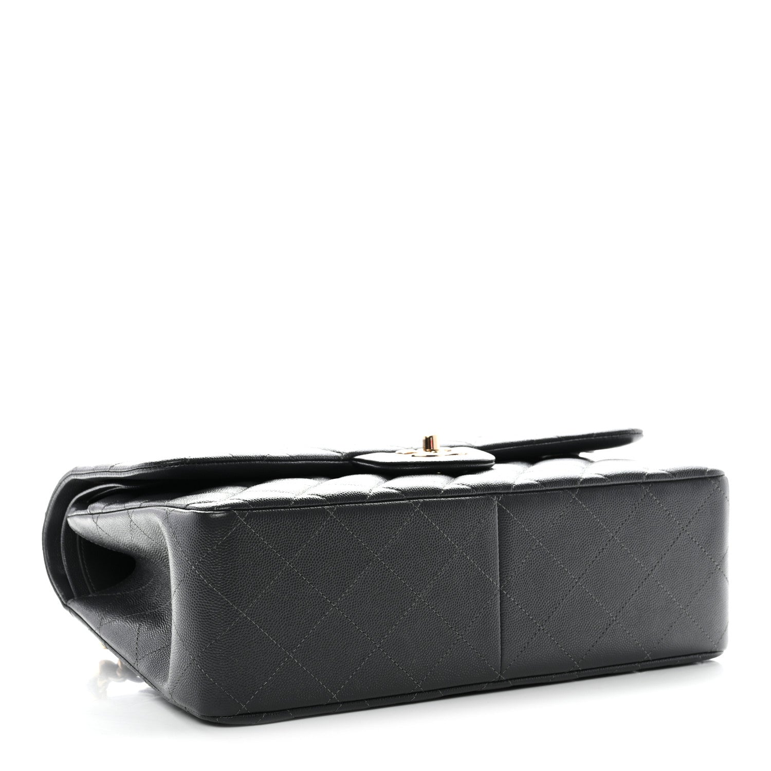 Caviar Quilted Jumbo Double Flap Dark Grey
