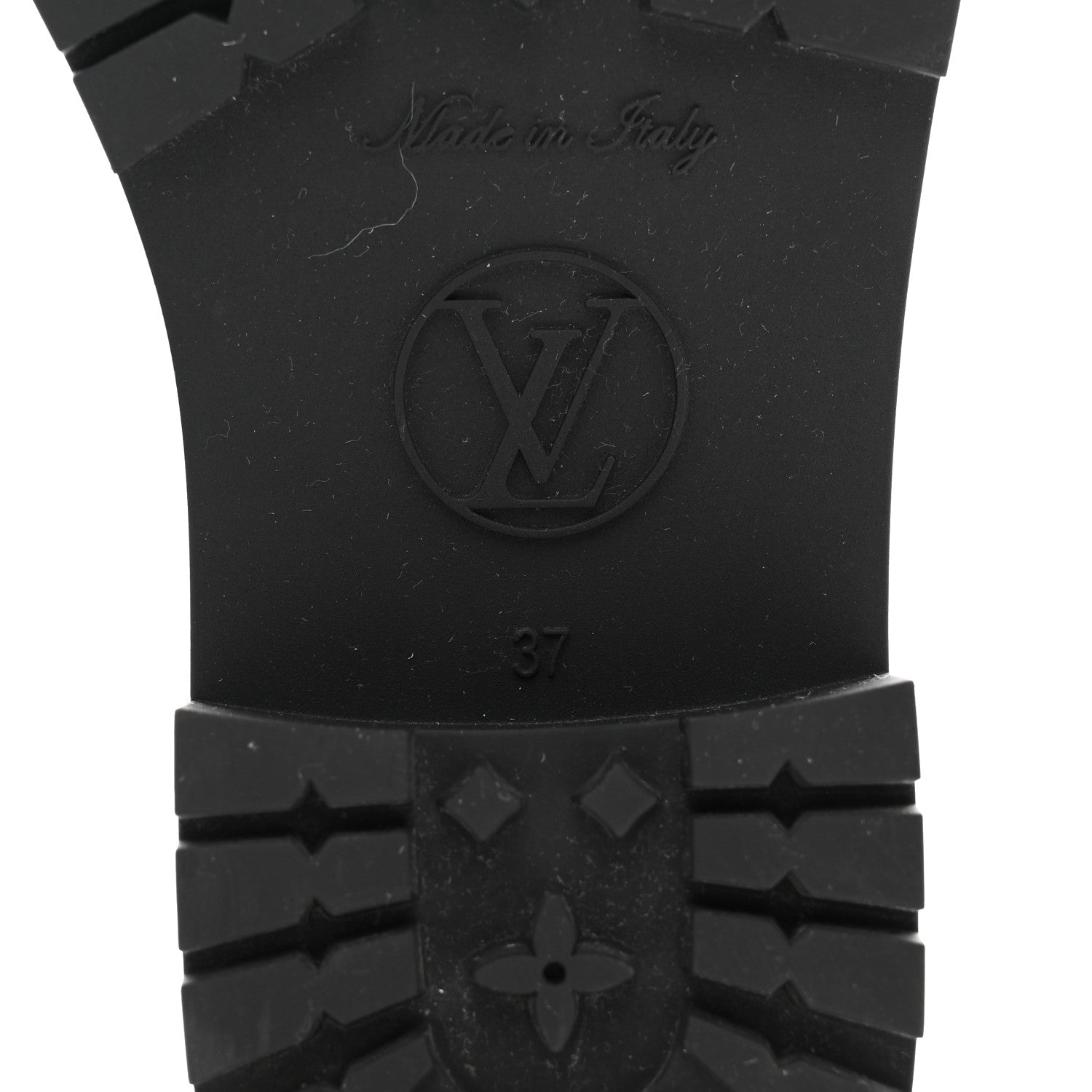 Rubber Embossed Monogram Drops Flat Half Boots 37 Black