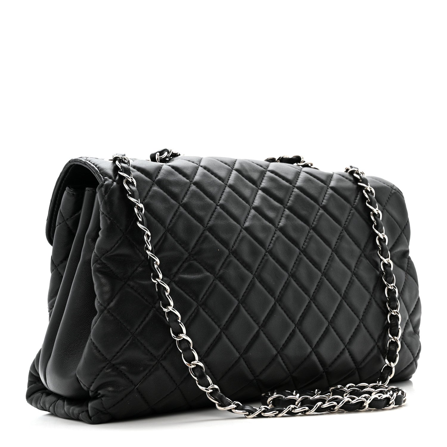 Lambskin Quilted Jumbo Chanel by 4 Flap Black