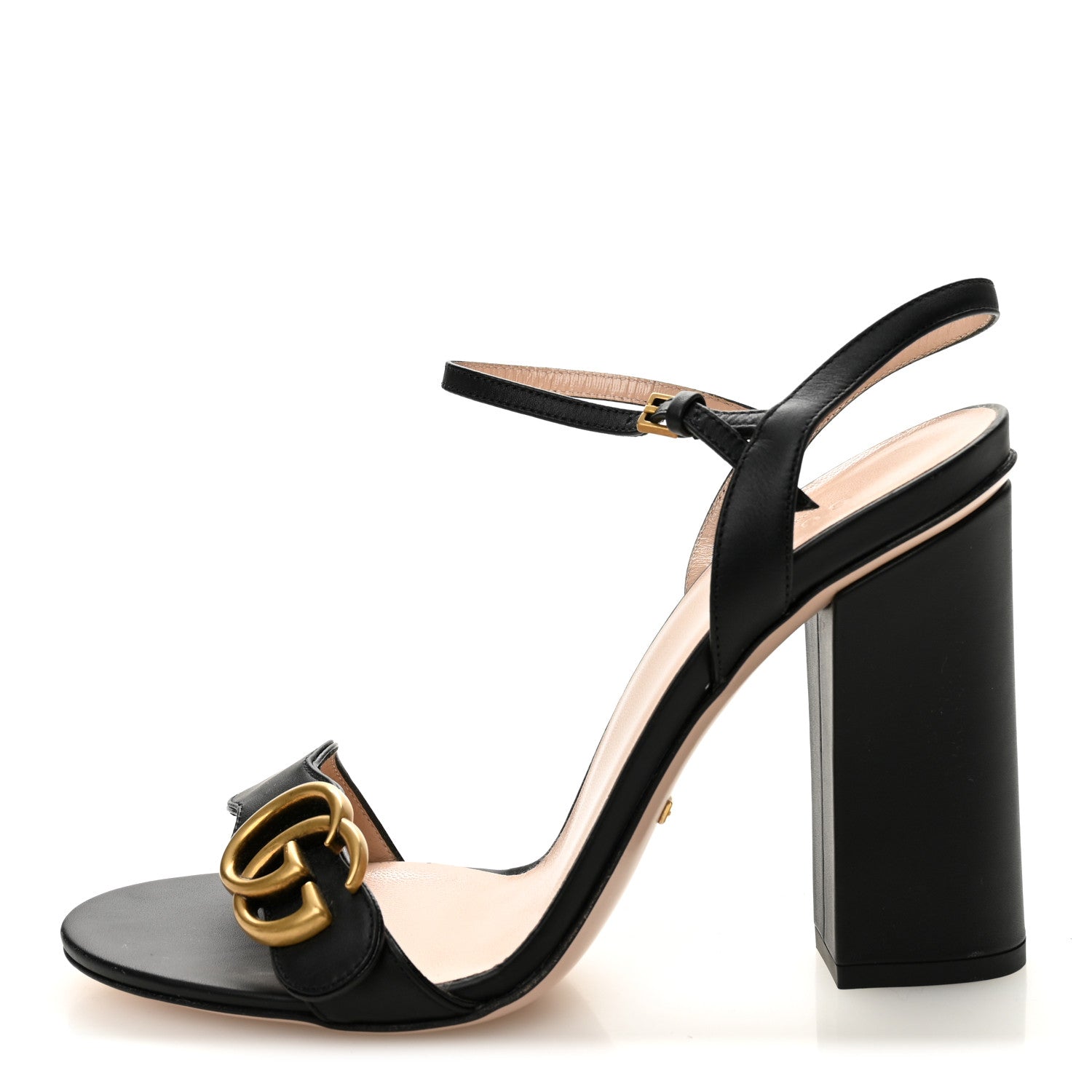 Lifford Calfskin GG Marmont Ankle Wrap 105mm Sandals 39 Black
