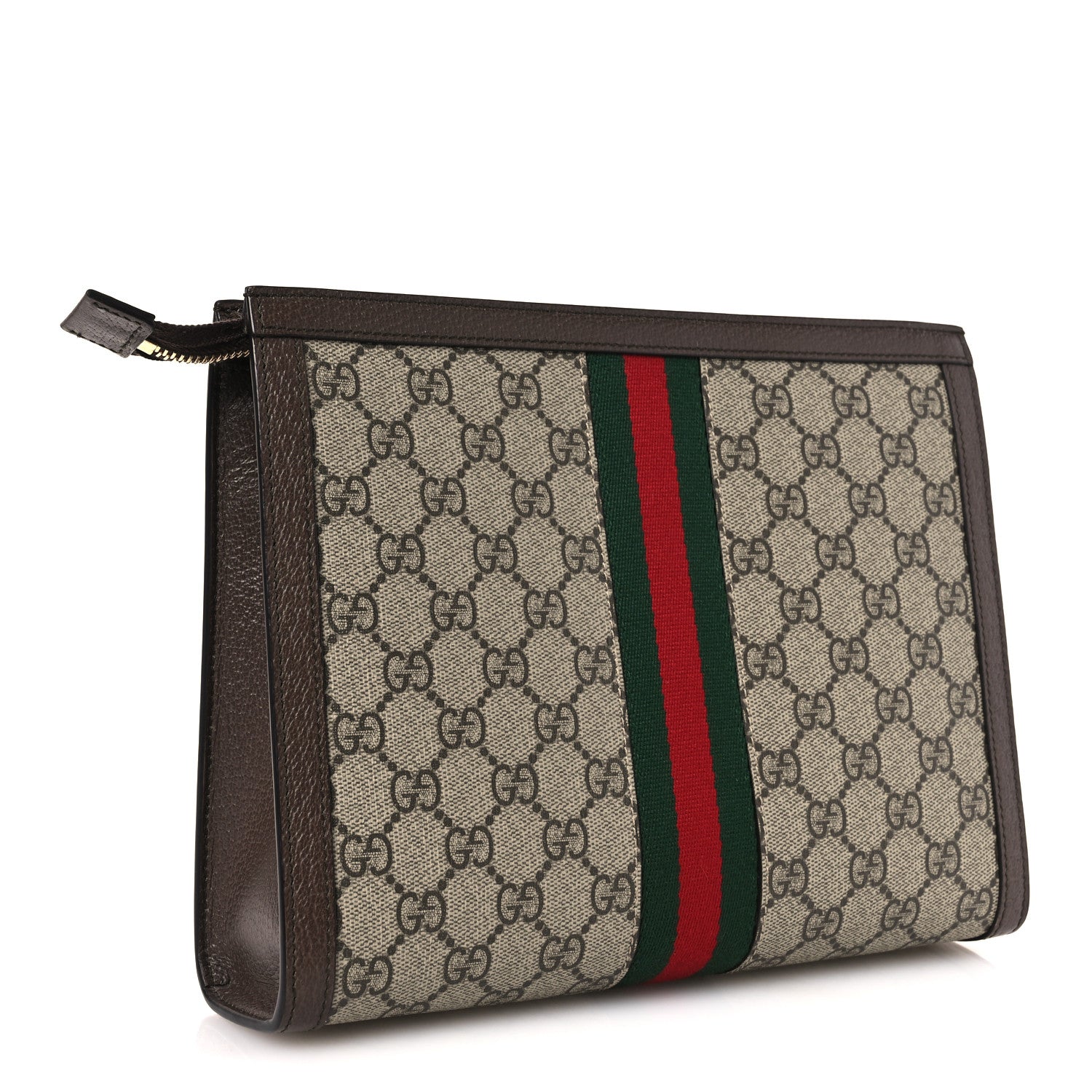 GG Supreme Monogram Web Ophidia Pouch Brown