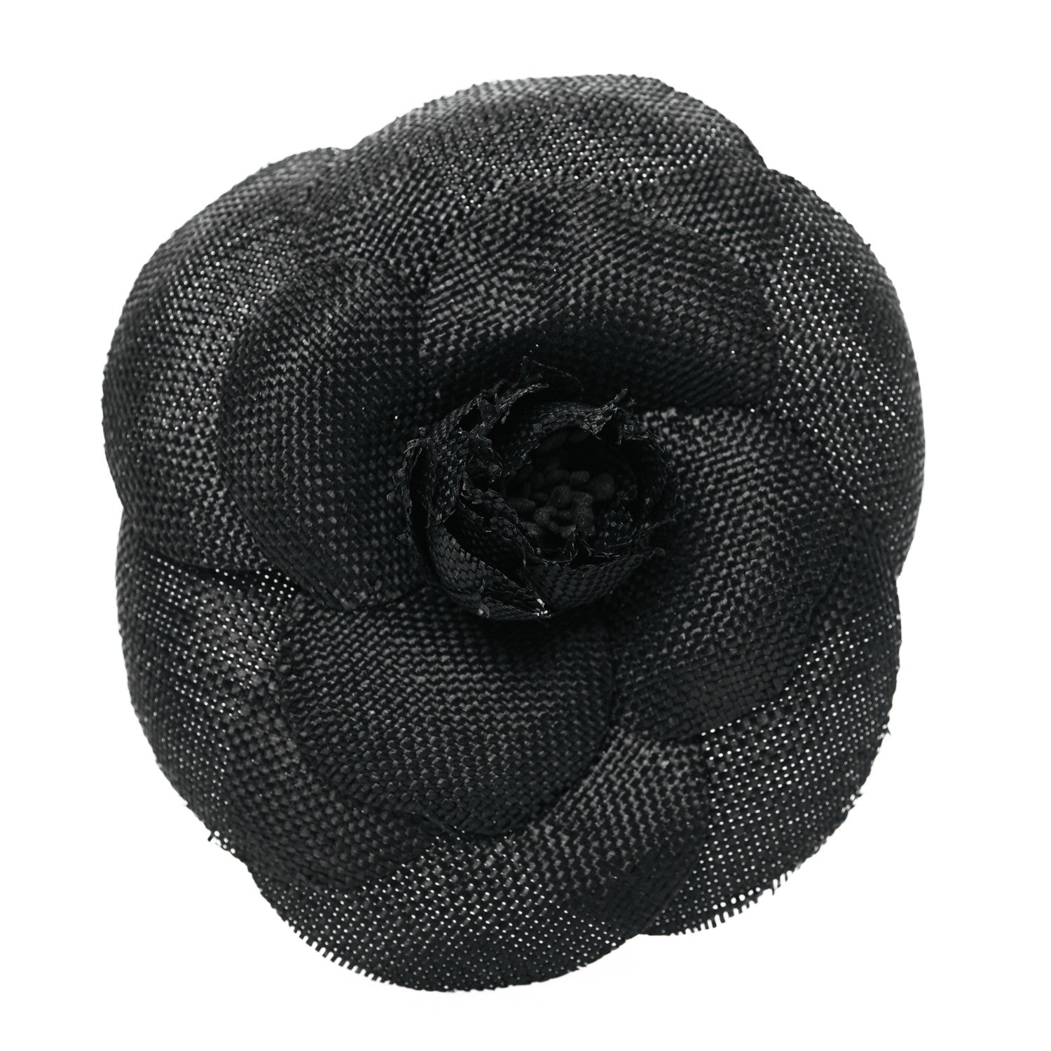 Fabric Camellia Brooch Black