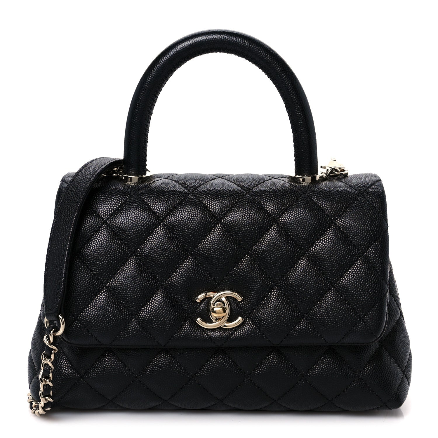 Caviar Quilted Mini Coco Handle Flap Black