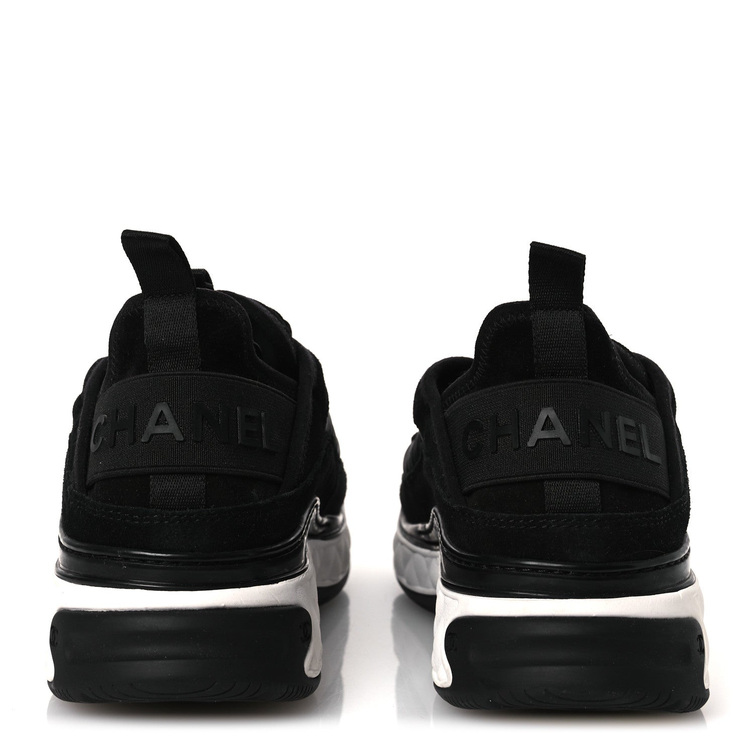 Velvet Calfskin Mixed Fibers CC Sneakers 37 Black