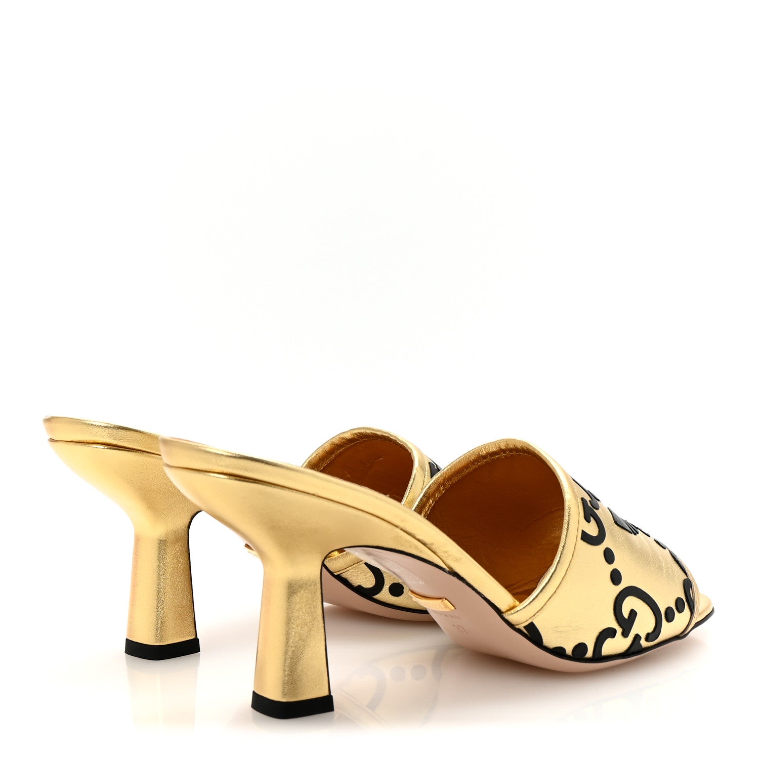 X ADIDAS Nappa Silk Charlotte Monogram Jumbo GG Trefoil 75mm Slide Sandals 37 King Gold Black