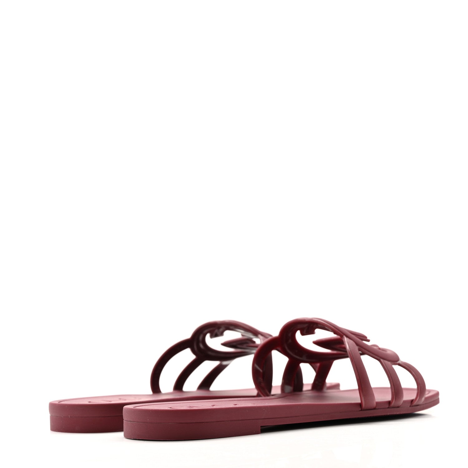 Rubber Interlocking G Womens Slide Sandals 35 Rosso Ancora