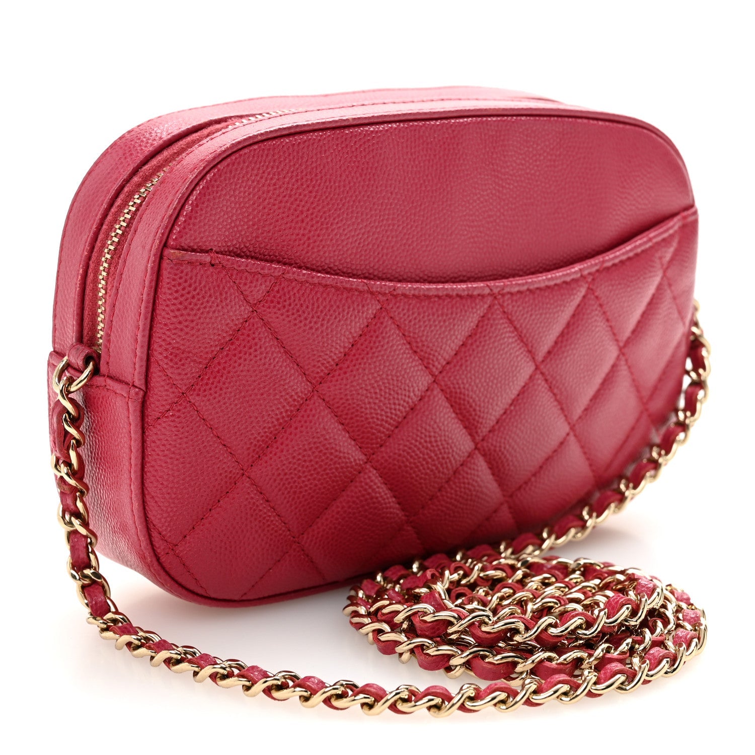 Caviar Quilted Camera Case Dark Pink