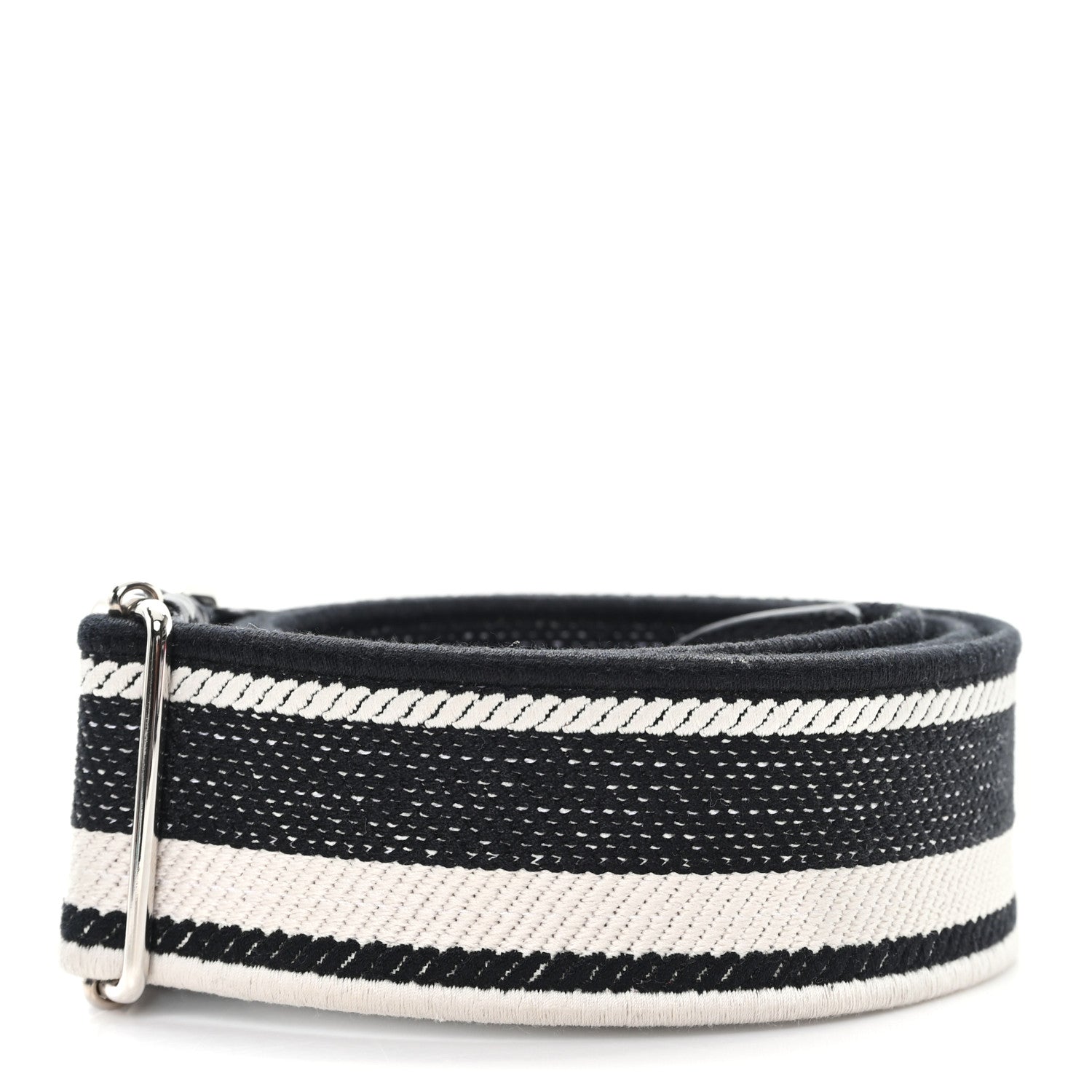 Canvas Calfskin Logo Shoulder Strap Black Beige