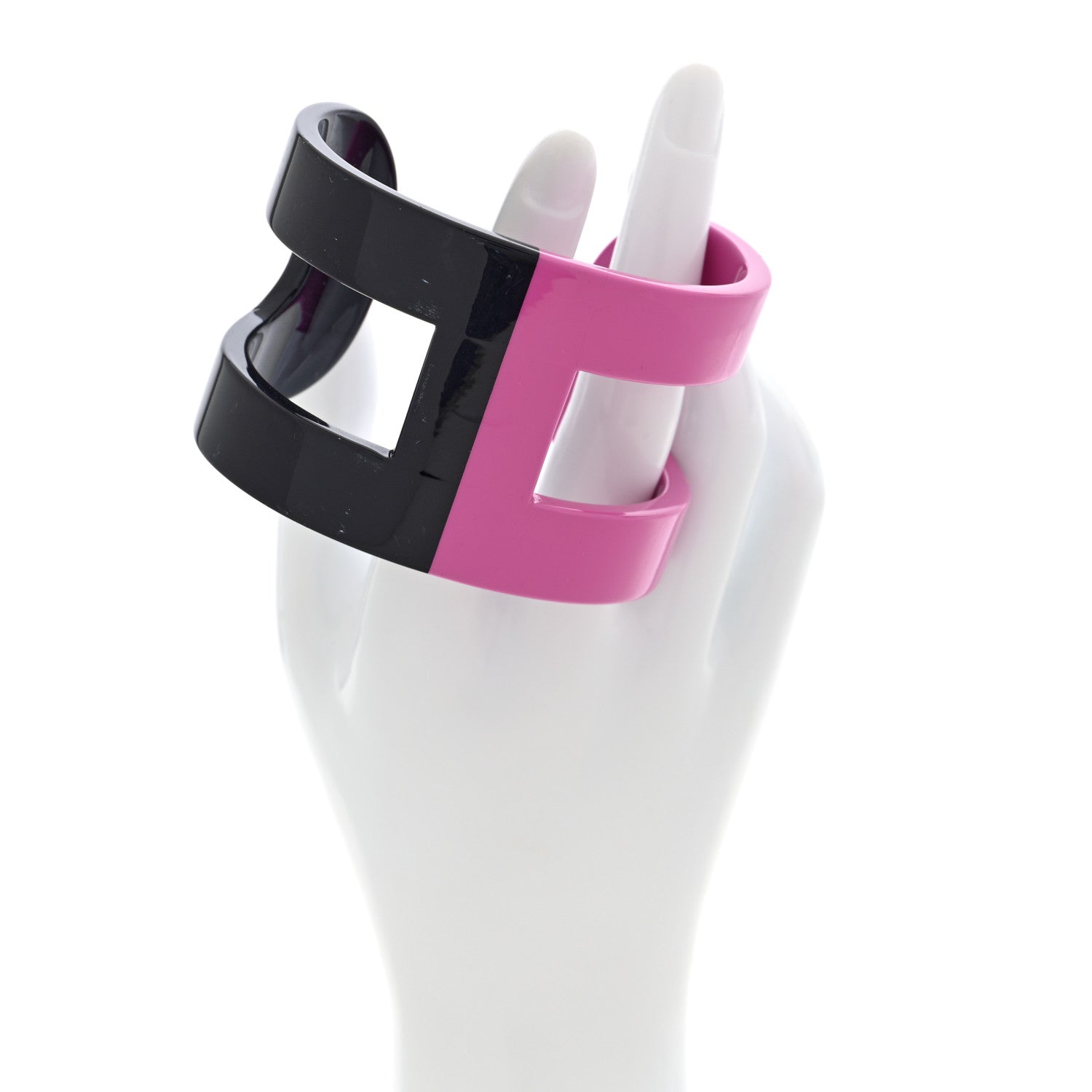 Lacquered Wood Ano Cuff GM Pink Black