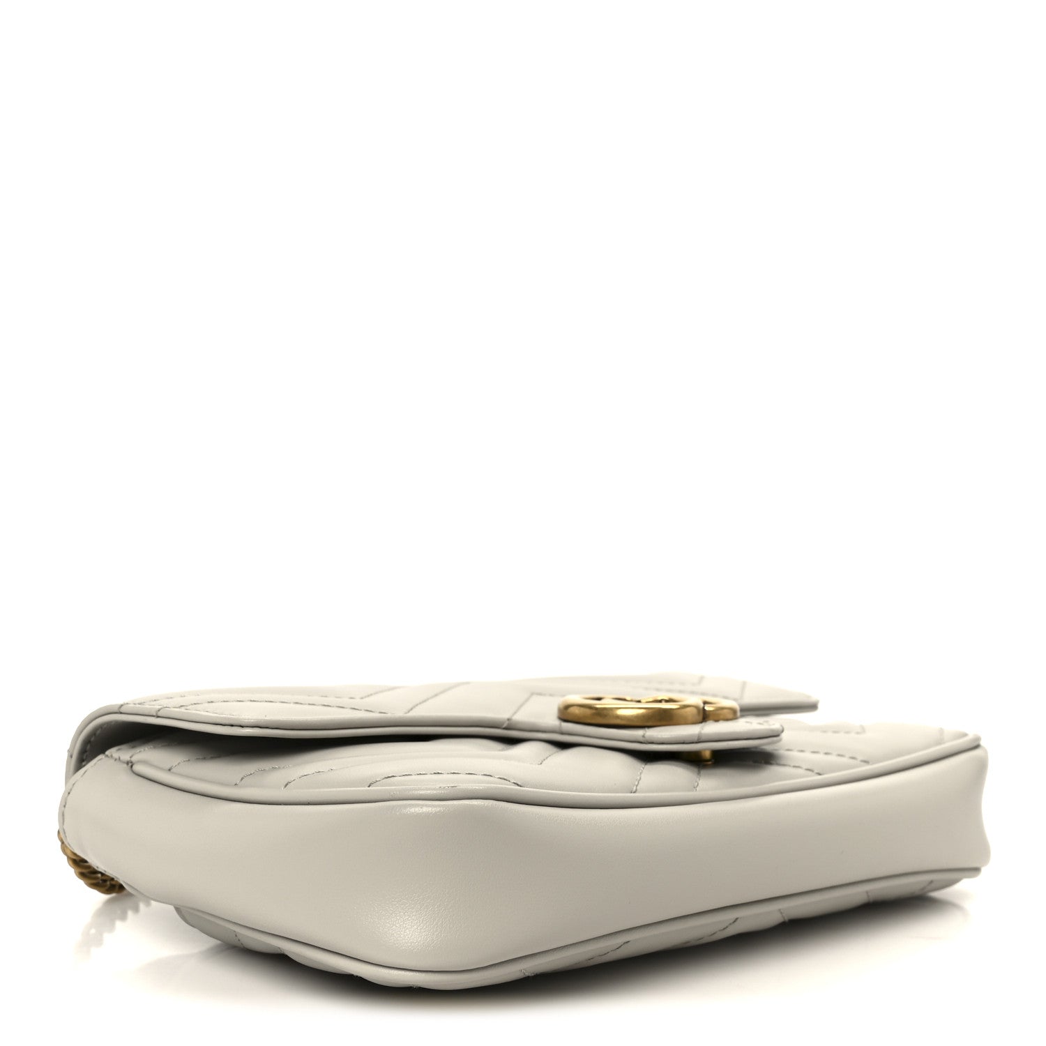 Calfskin Matelasse Mini GG Marmont Shoulder Bag With Card Holder White Light Grey