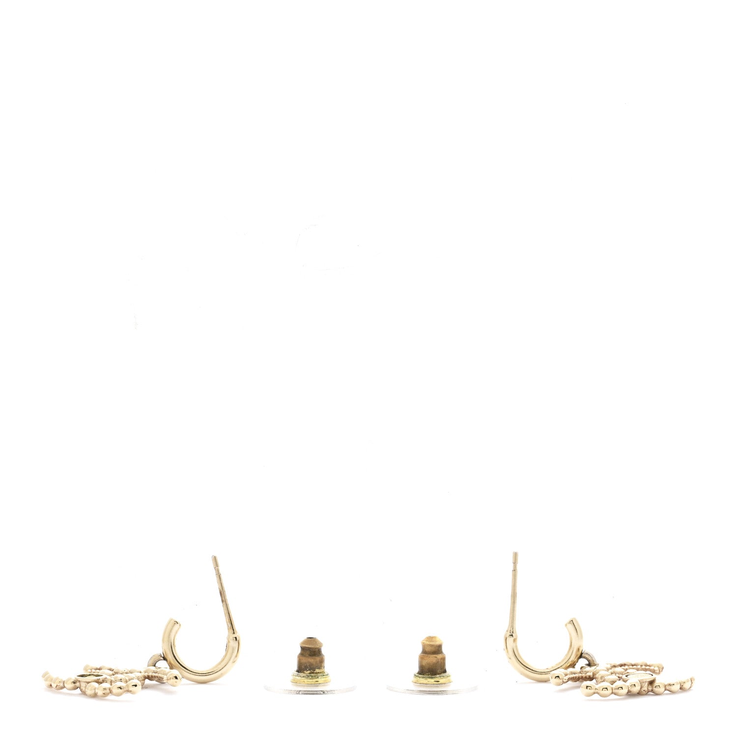 Metal Bead CC Drop Earrings Gold