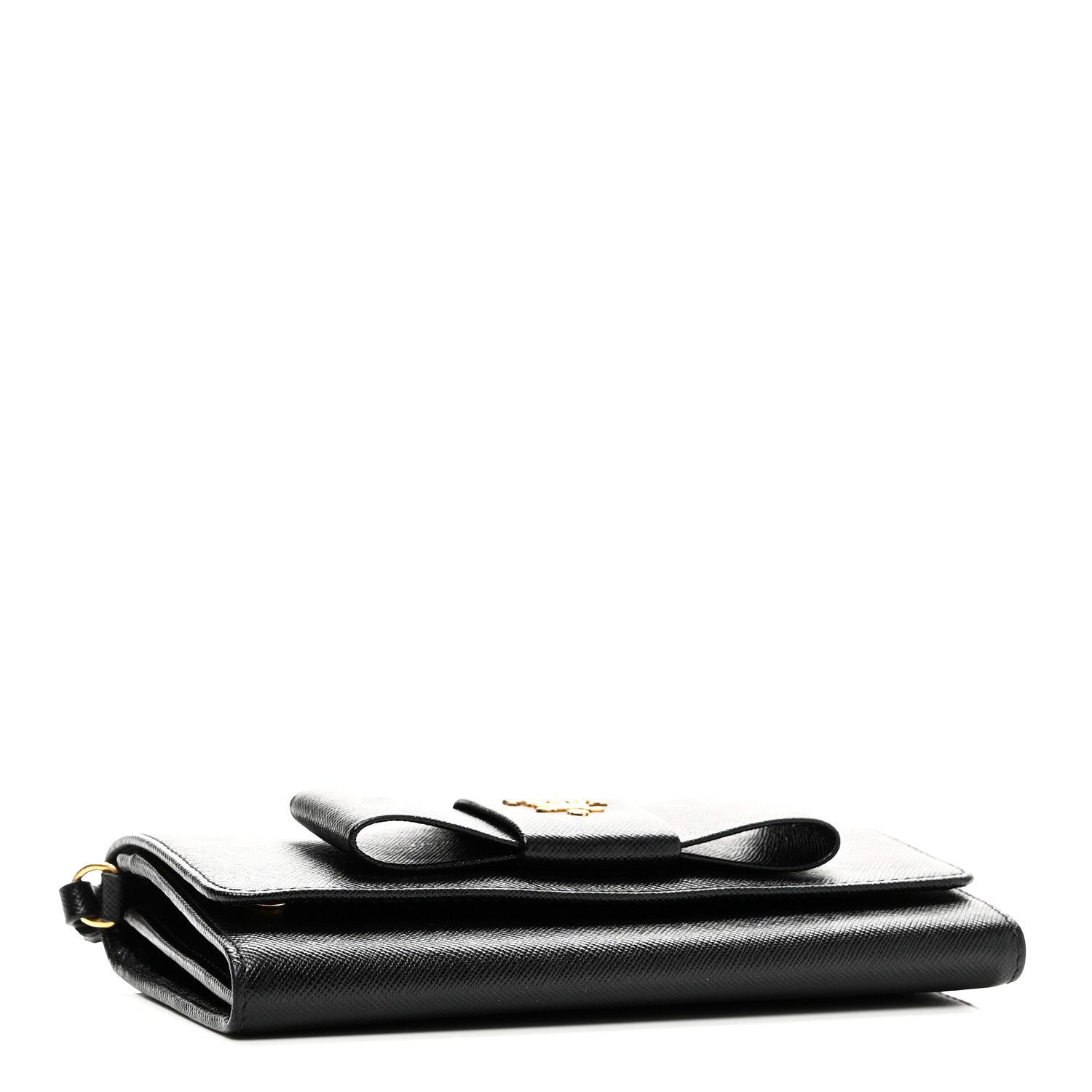 Saffiano Bow Flap Wallet Black