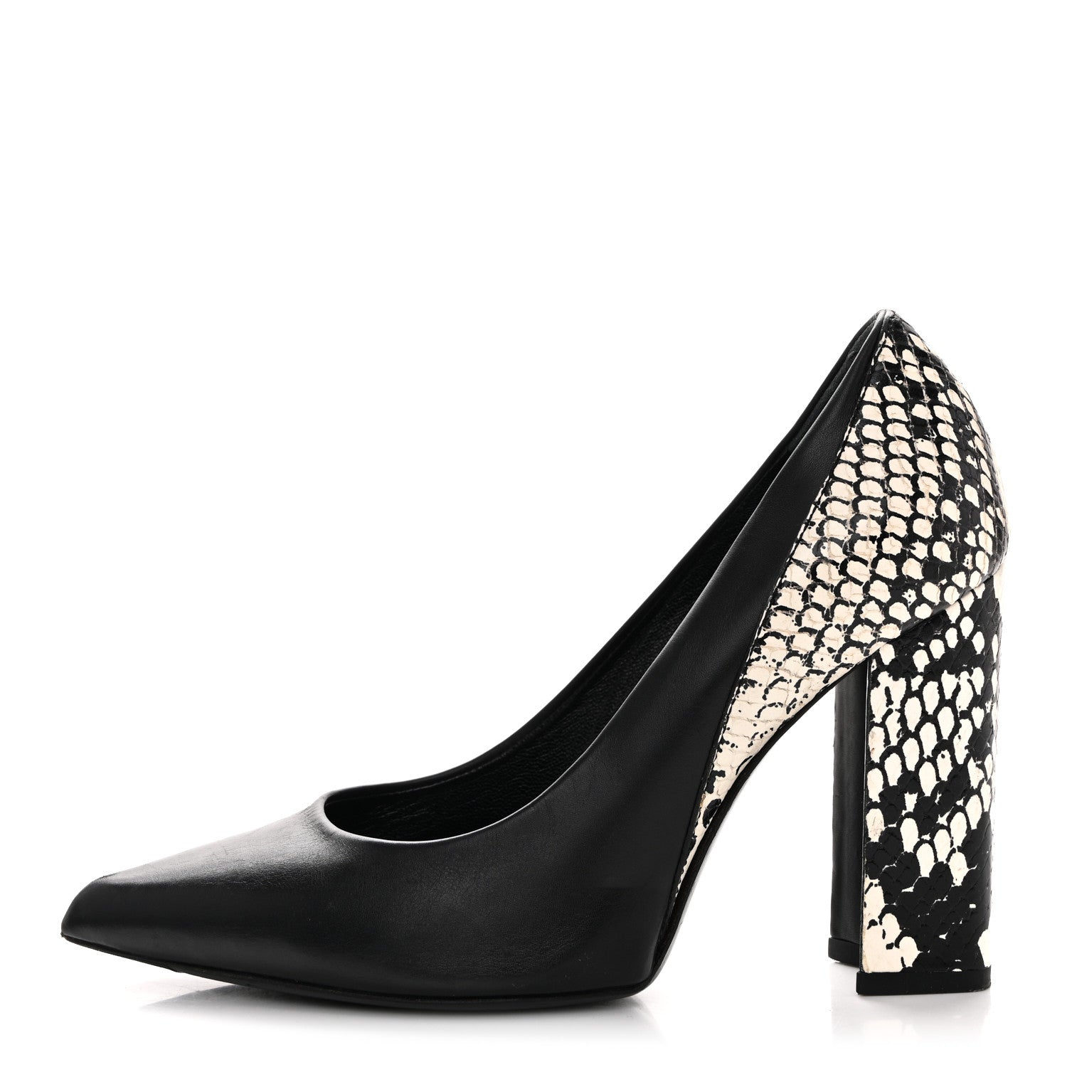 Calfskin Snakeskin Embossed Matchmake Pumps 35 Black White